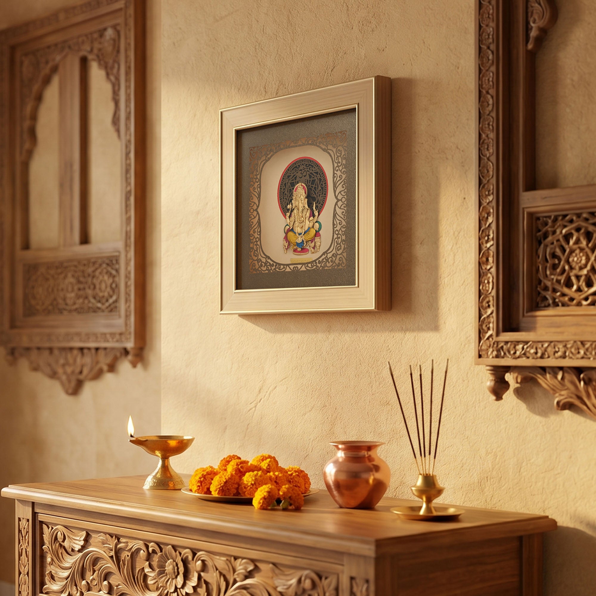 Lord Ganesha 24K Gold Foil Frame