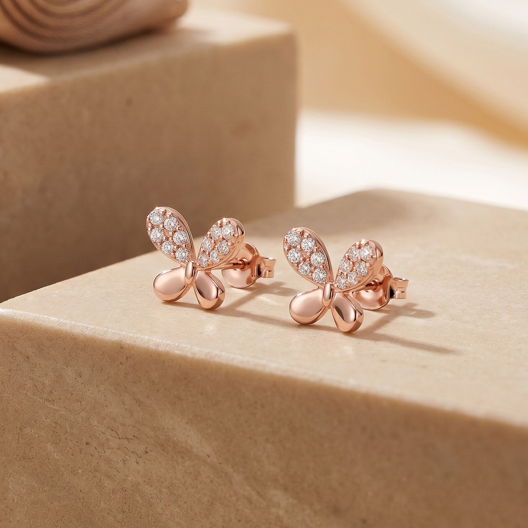 Bow Tie Stud CZ Earrings