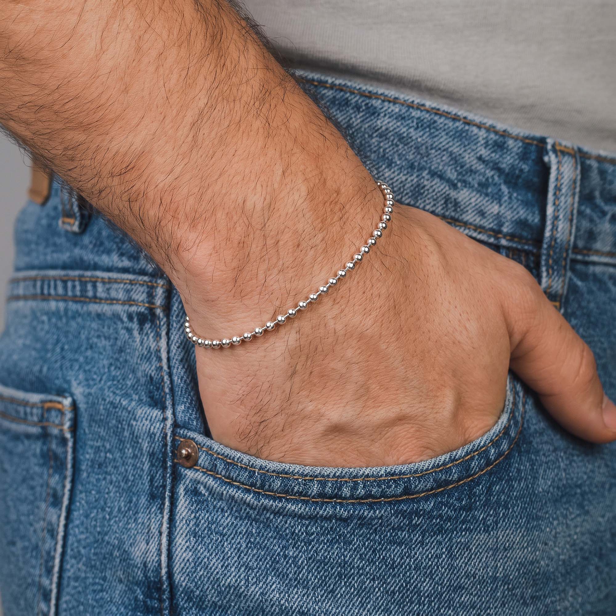 925 Silver Ball Chained Bracelet