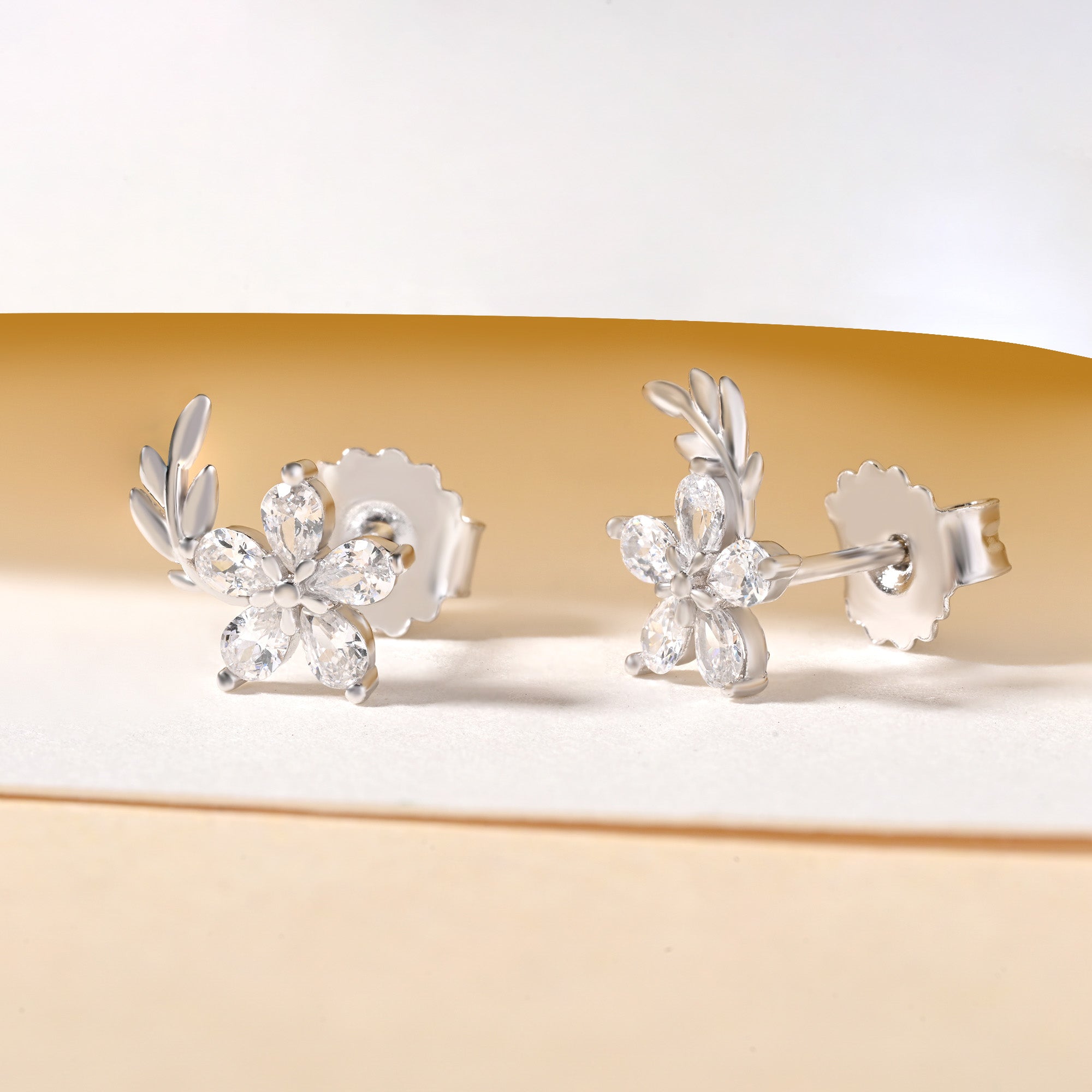 Floral CZ Stud Earrings