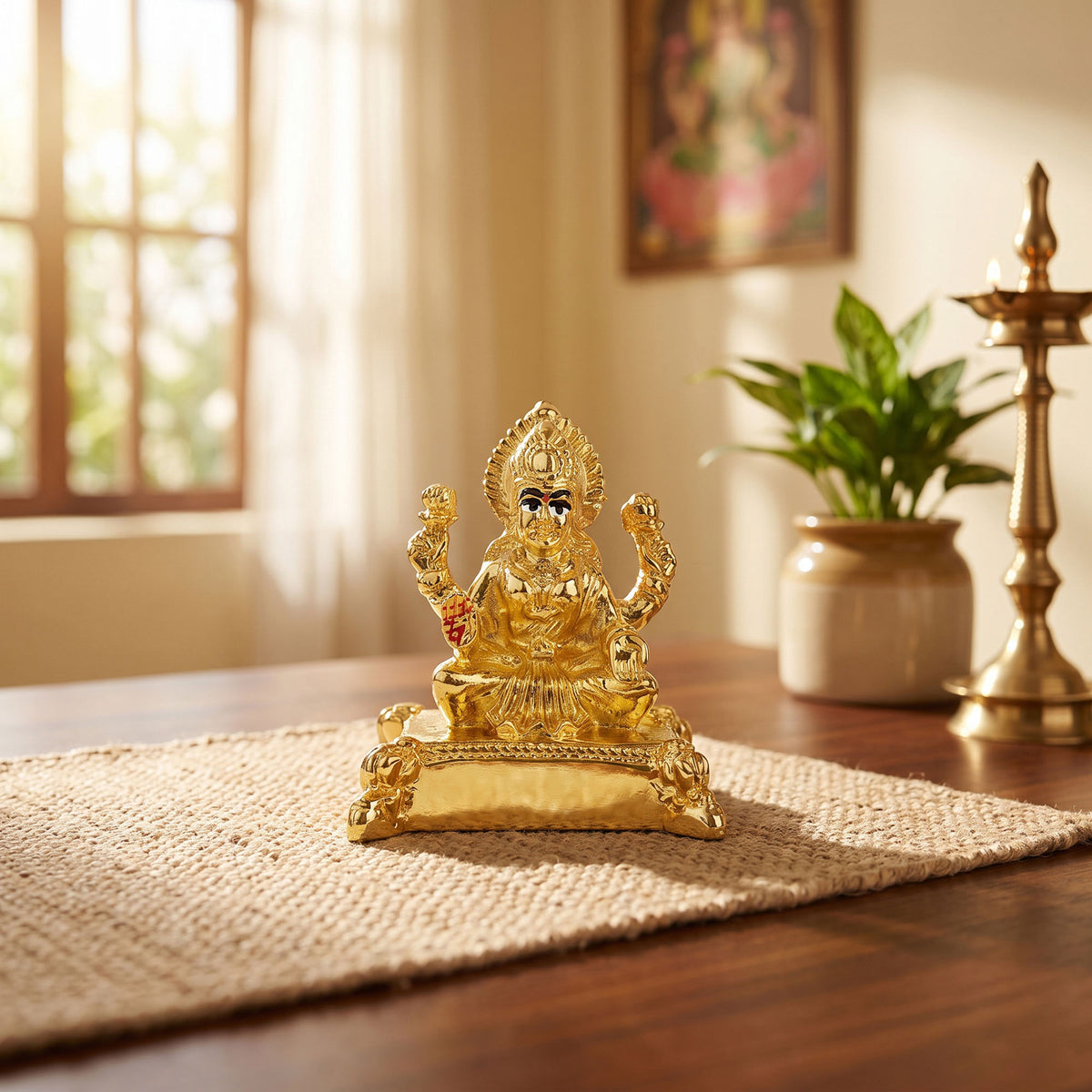 999 Silver Plated Goddess Lakshmi Seated Idol