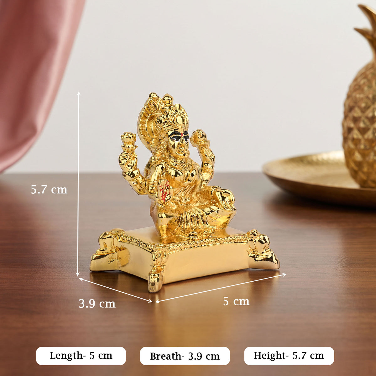 999 Silver Plated Goddess Lakshmi Seated Idol