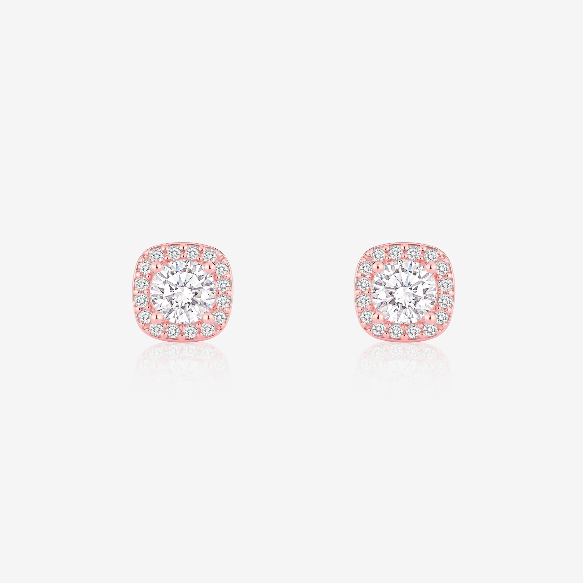 Halo CZ Stud Earrings