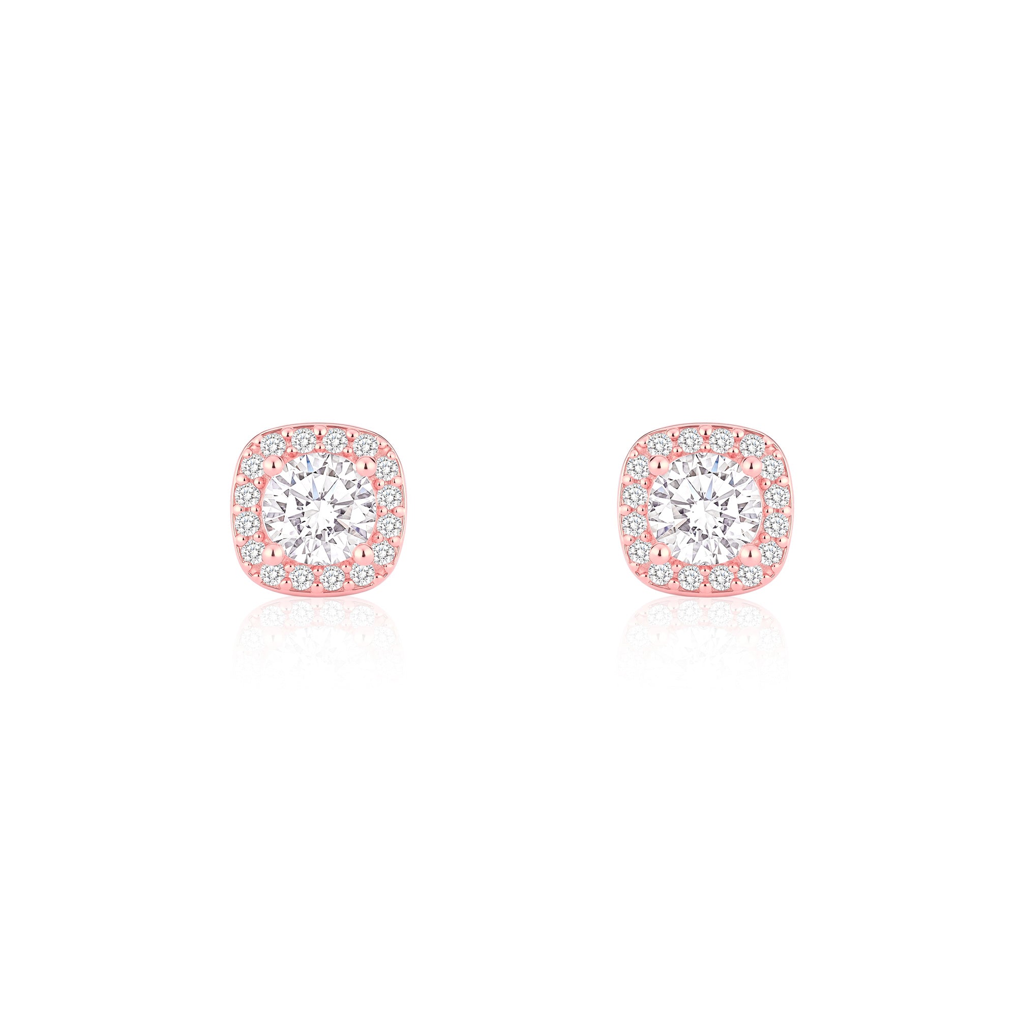 Halo CZ Stud Earrings