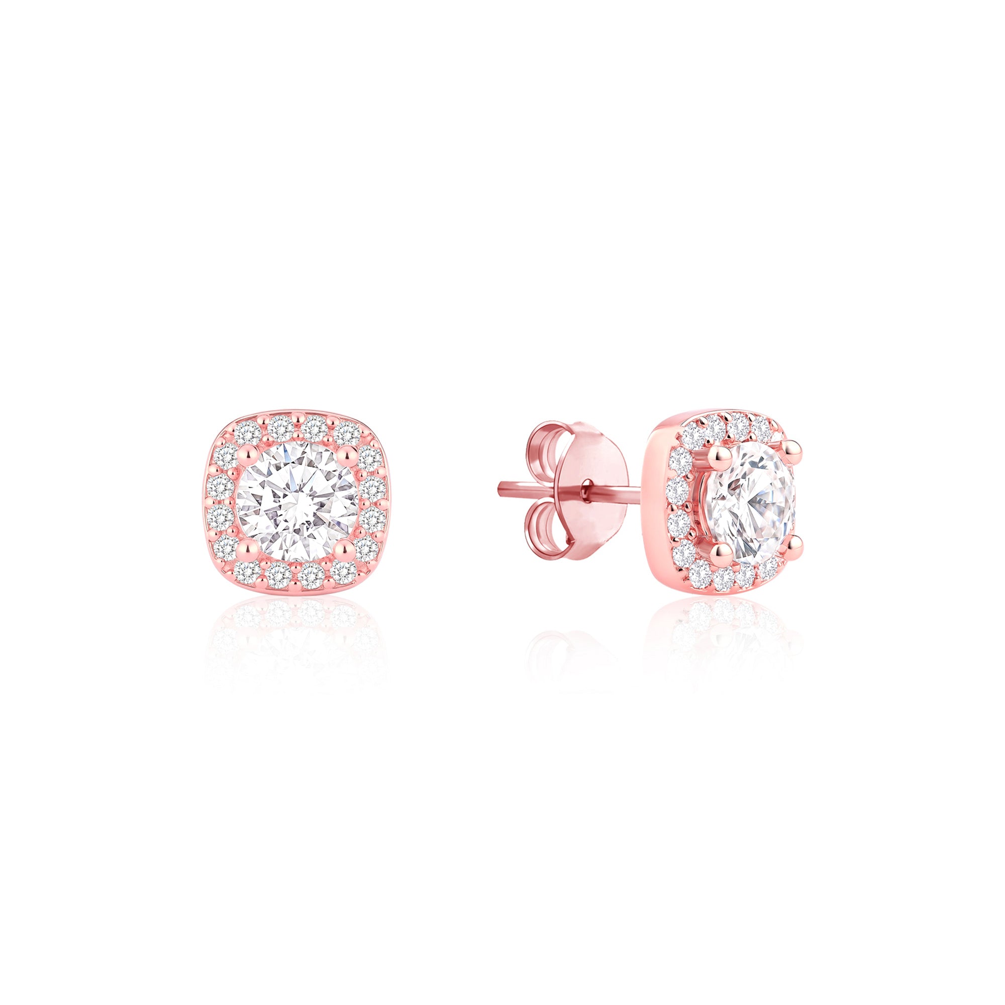 Halo CZ Stud Earrings