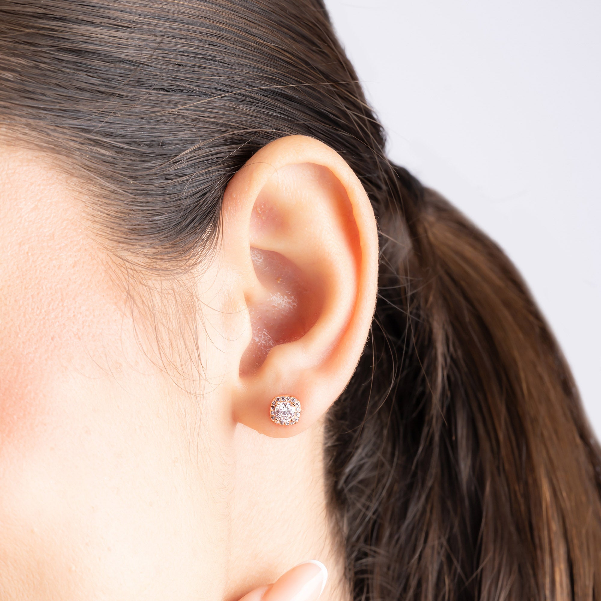 Halo CZ Stud Earrings