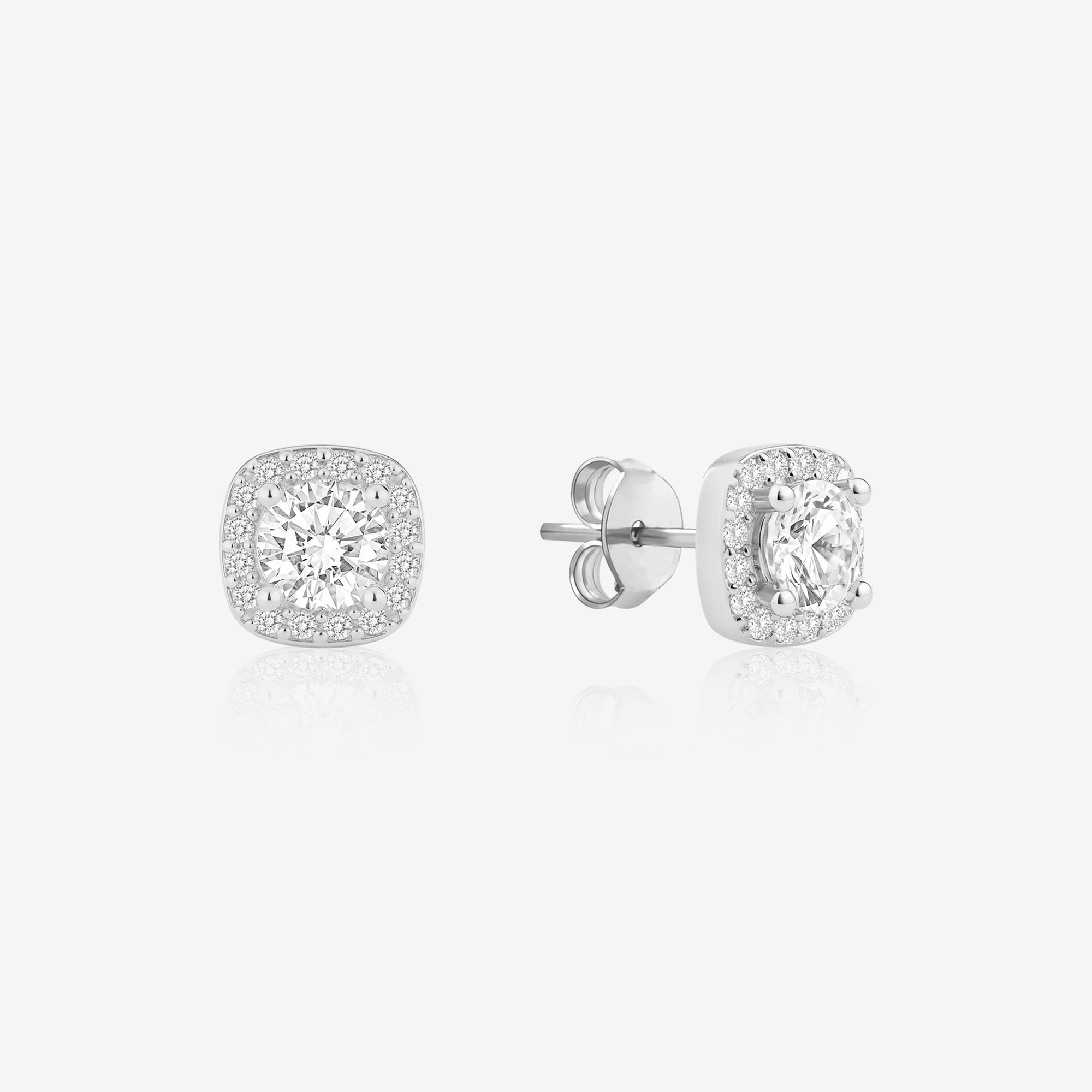 Halo CZ Stud Earrings