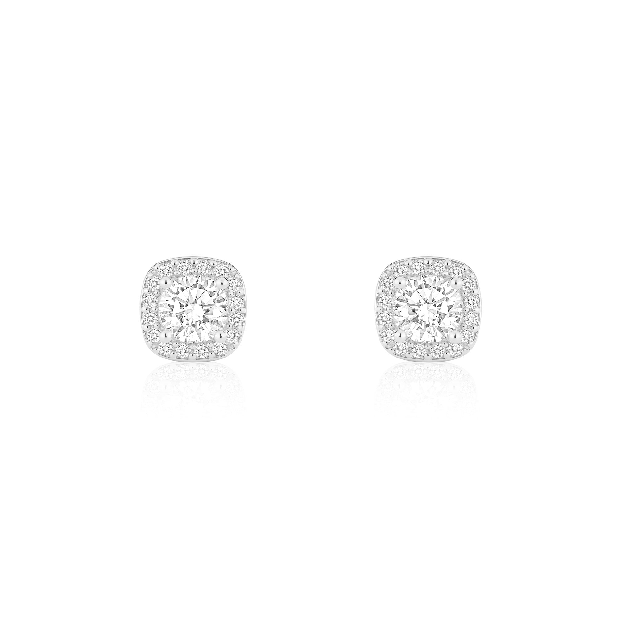 Halo CZ Stud Earrings