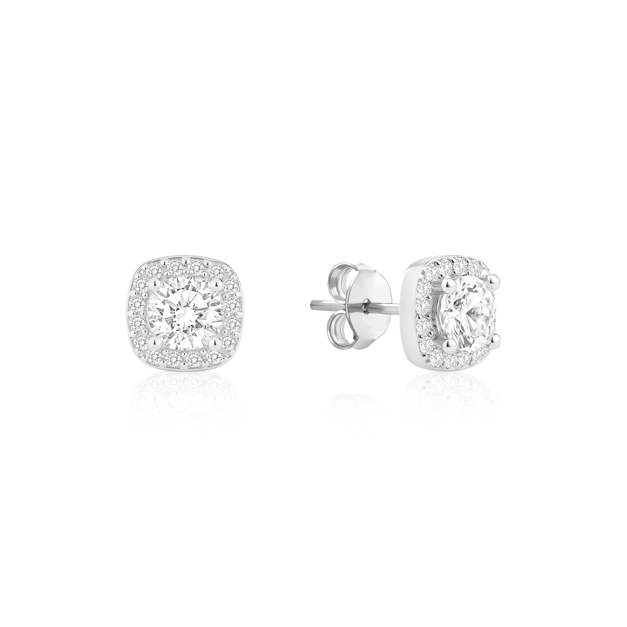 Halo CZ Stud Earrings