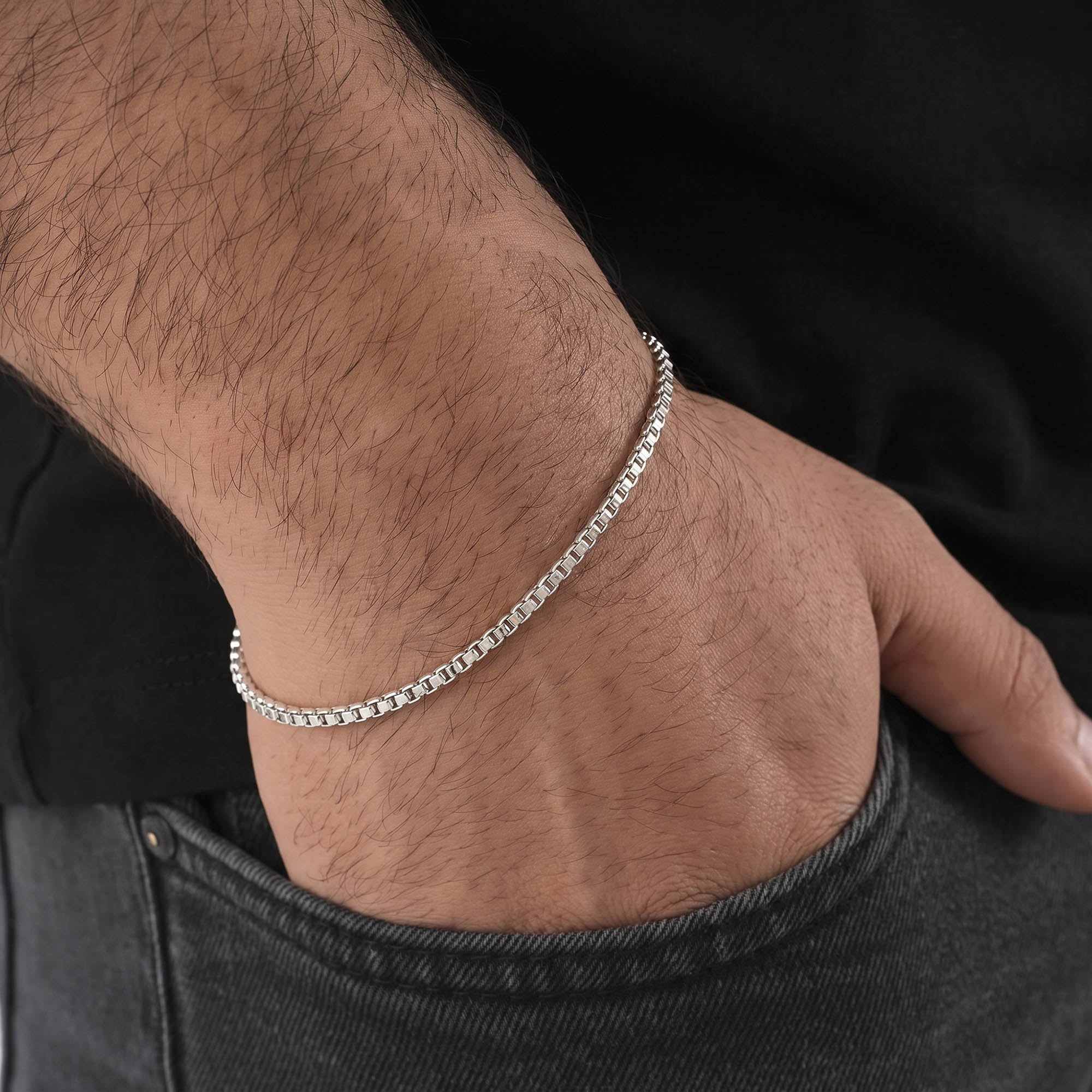 Silver Grid Chain Bracelet