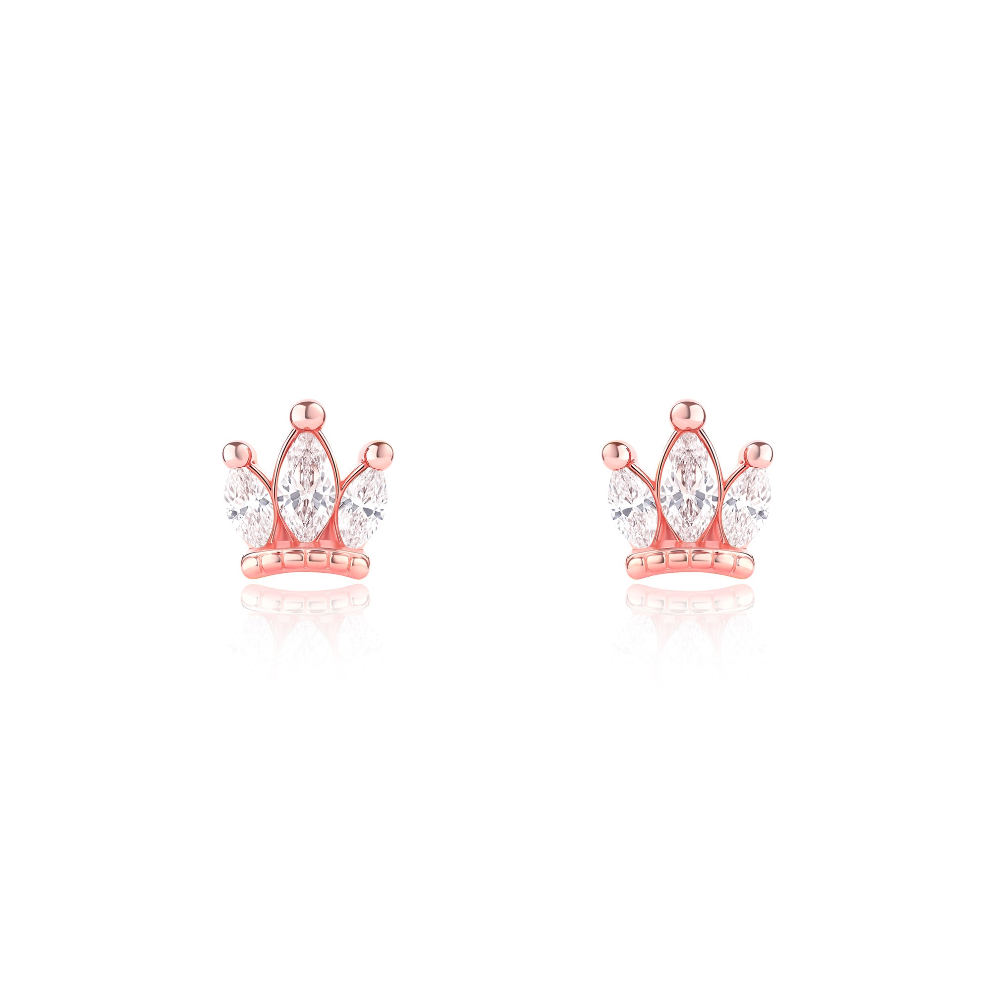 Triple Marquise Crown Stud Earrings