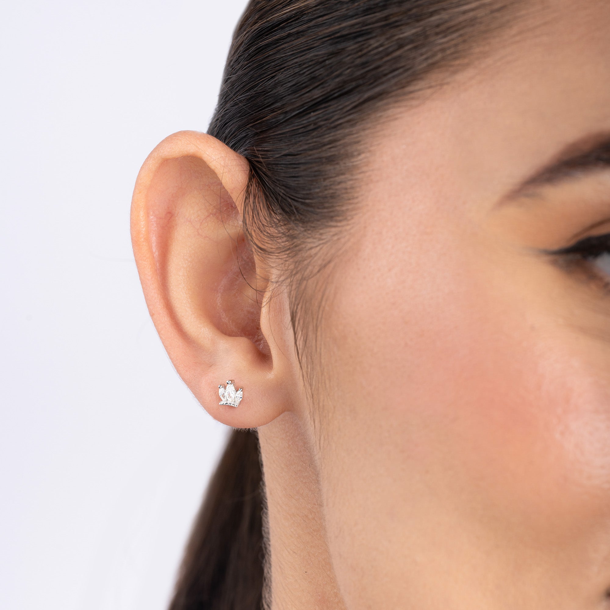 Triple Marquise Crown Stud Earrings