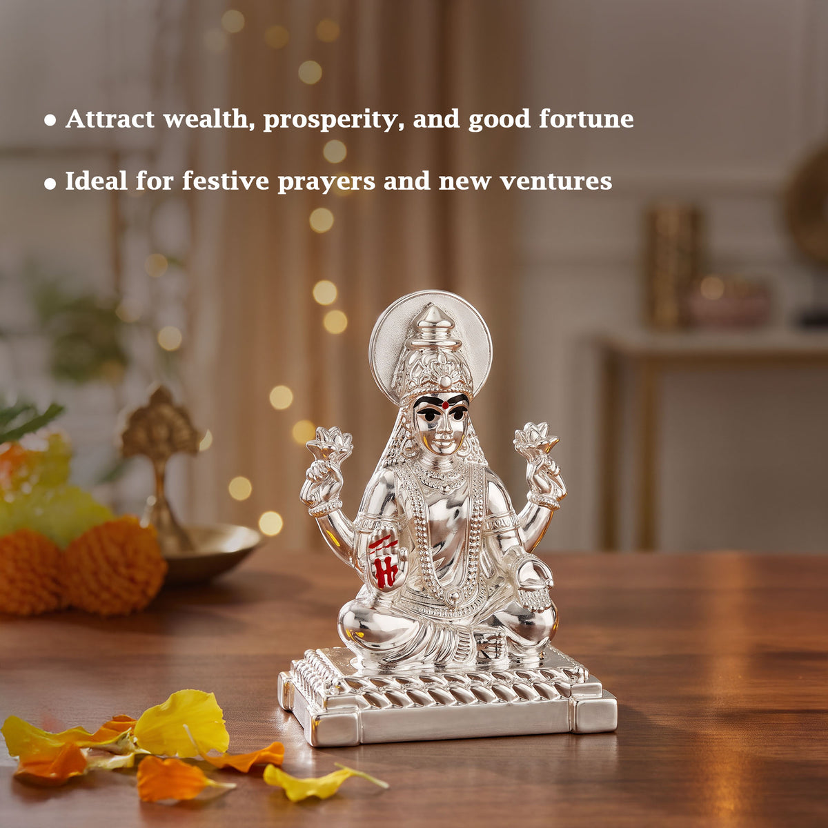 999 Silver Goddess Lakshmi Idol