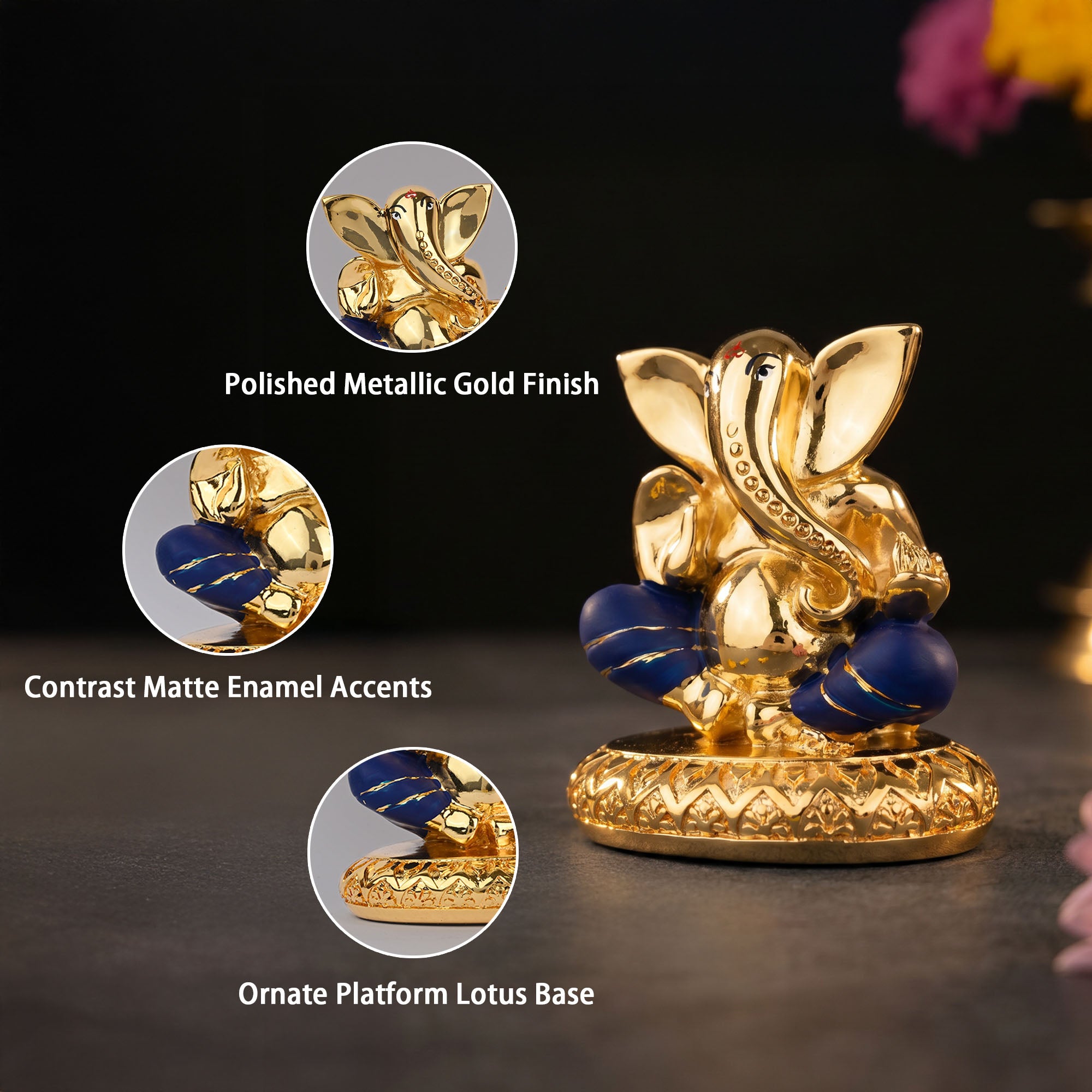 Lord Ganesha 24K Gold Plated Idol