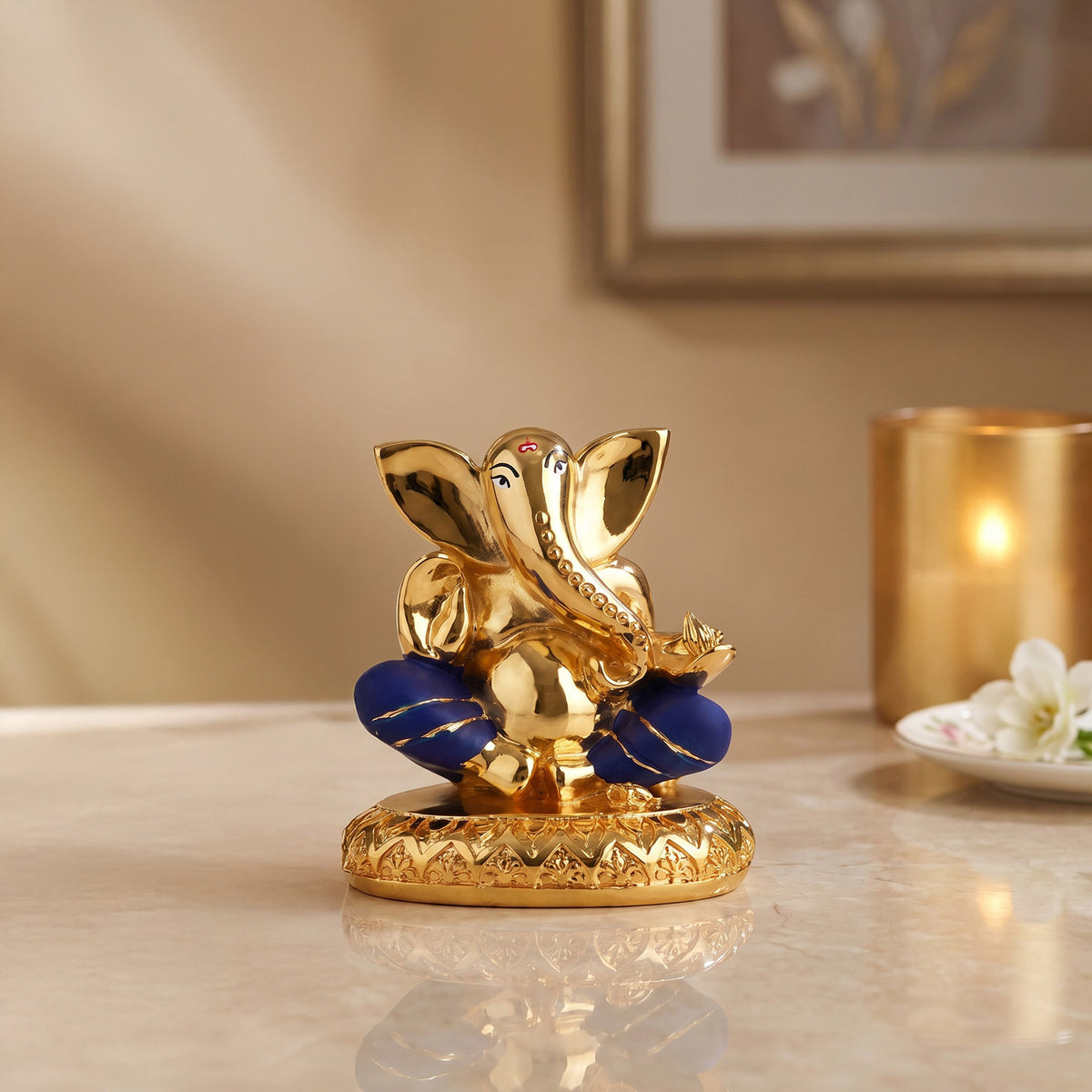 Lord Ganesha 24K Gold Plated Idol