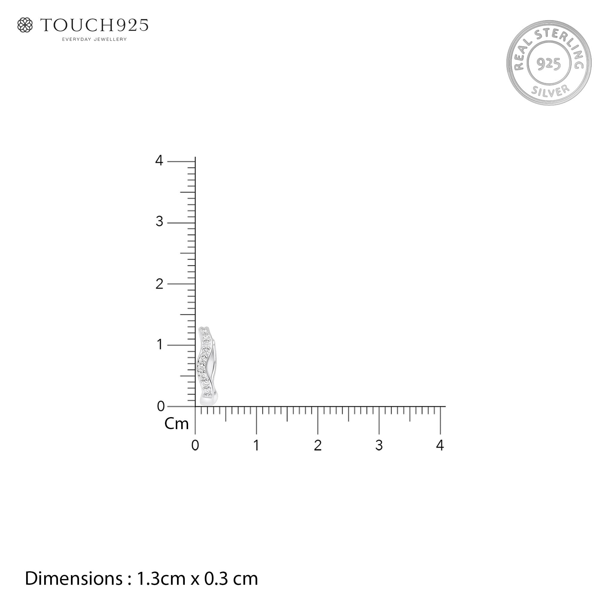 Wavy CZ Silver Hoop Earrings