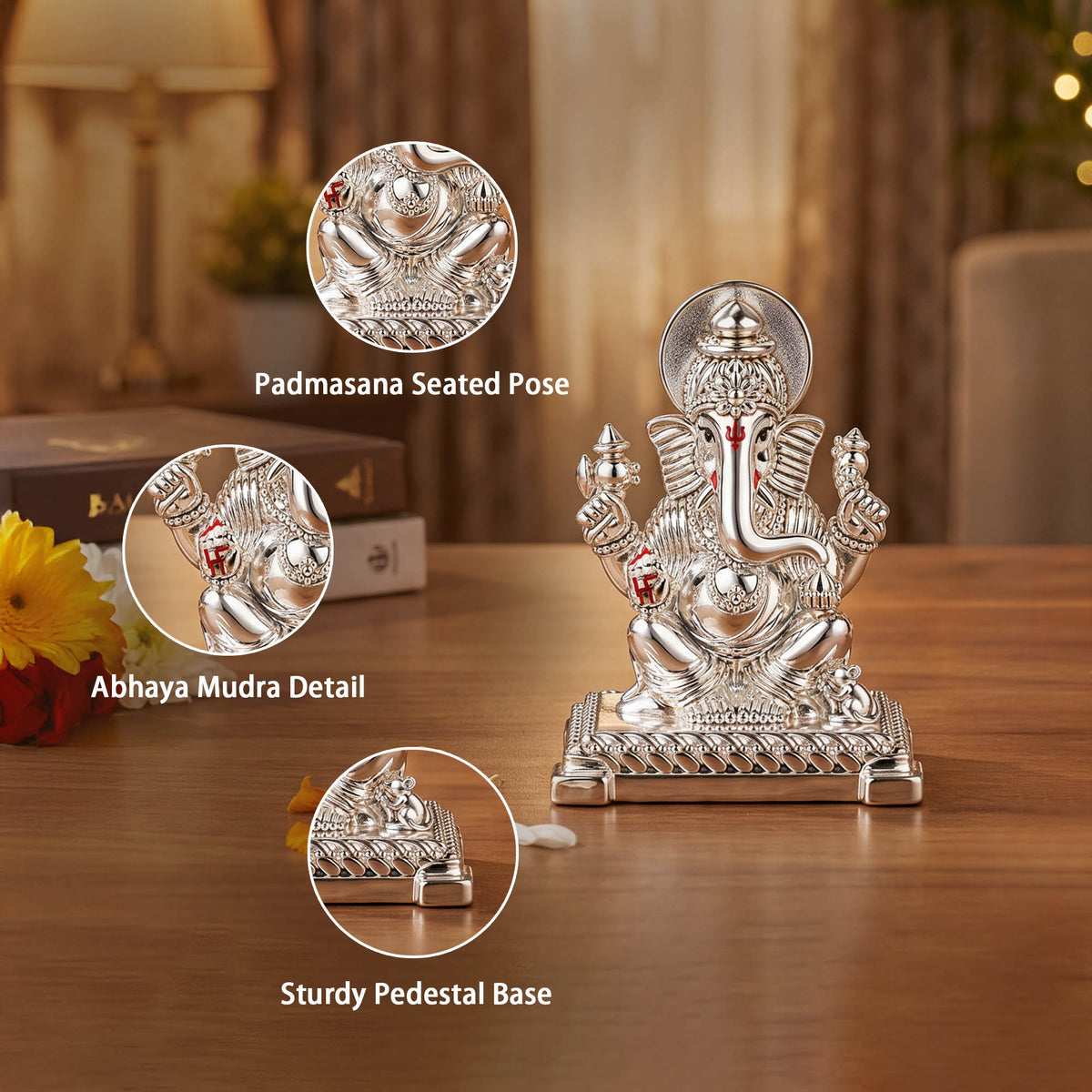 999 Silver Lord Ganesha Idol