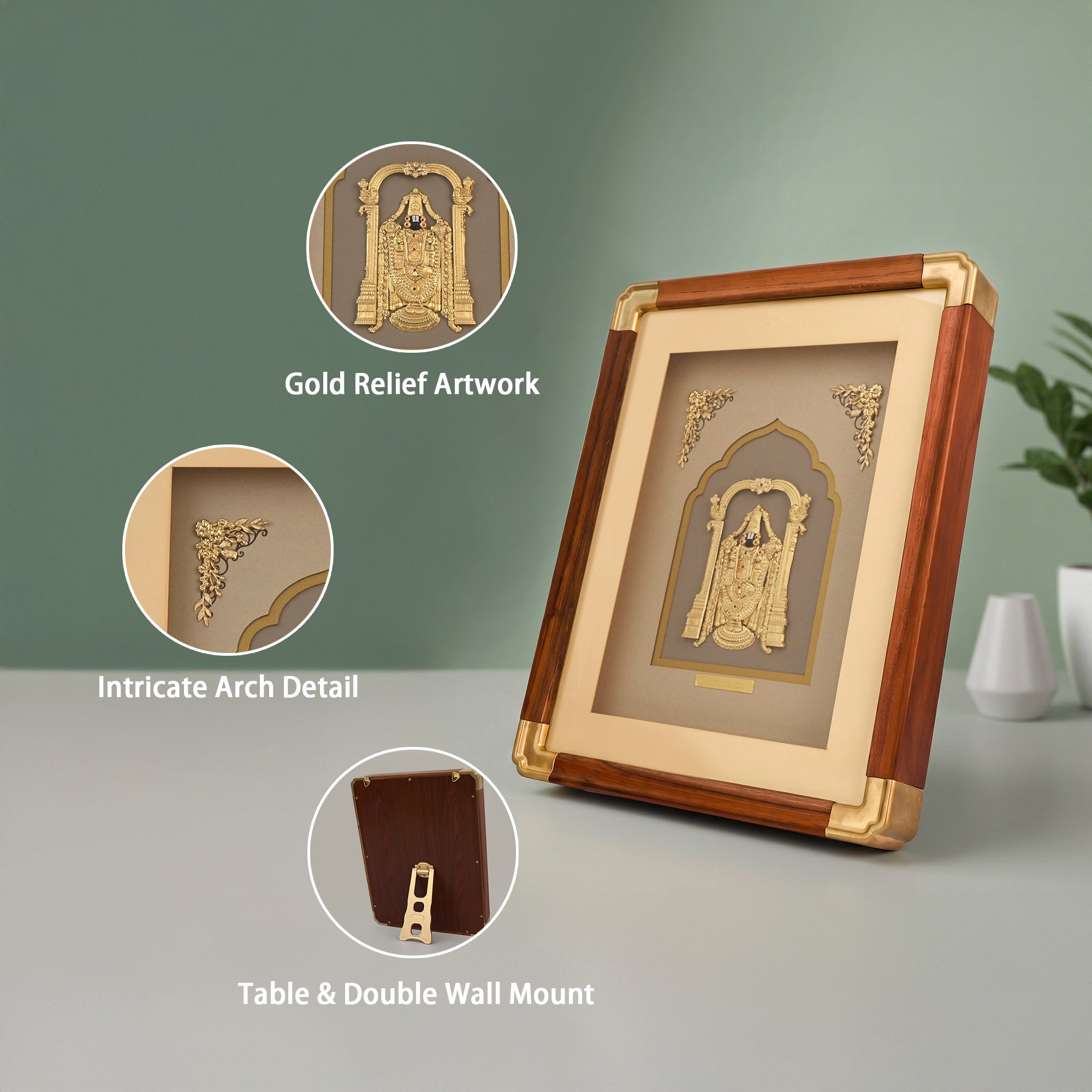 Lord Tirupati Balaji 24K Gold Foil Frame