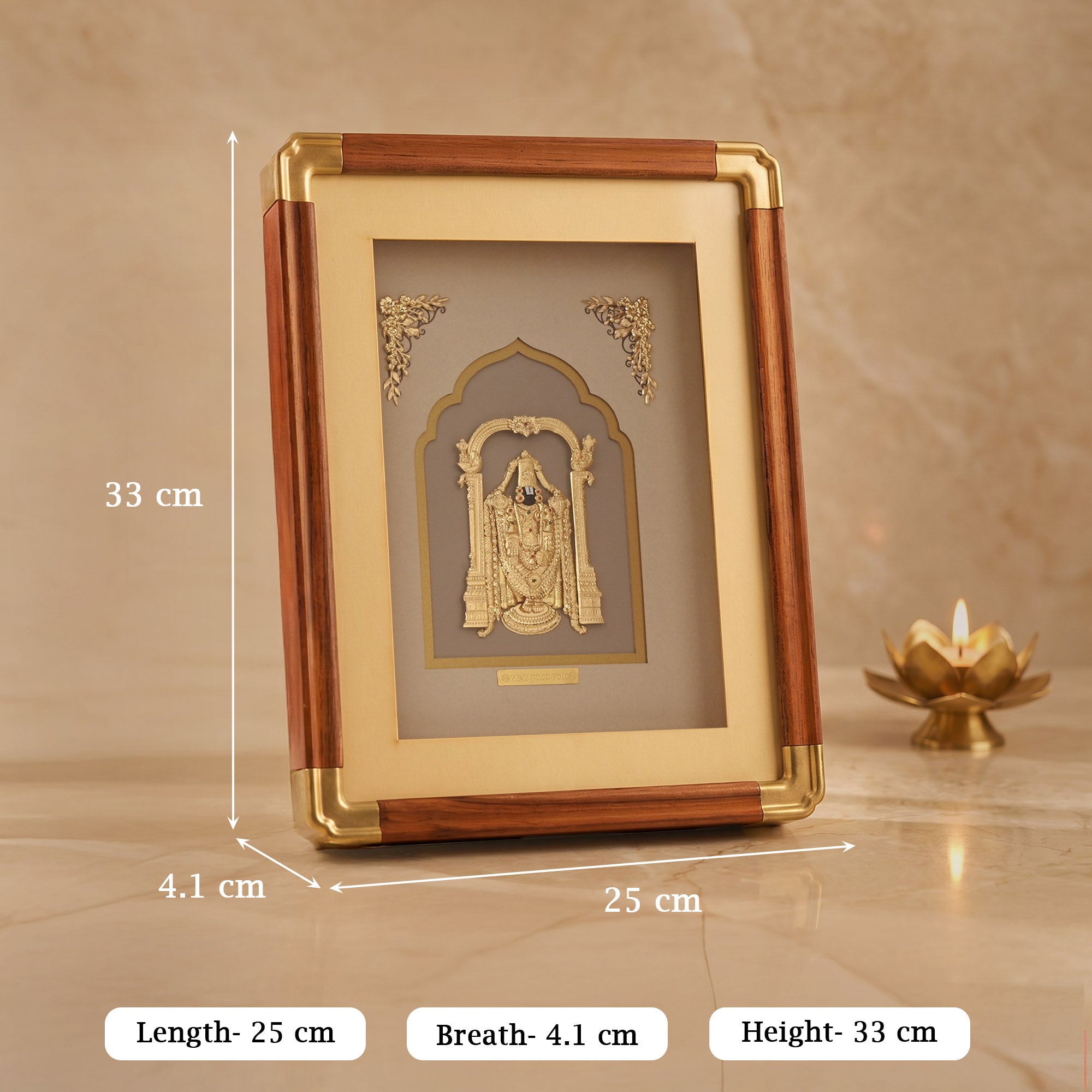 Lord Tirupati Balaji 24K Gold Foil Frame