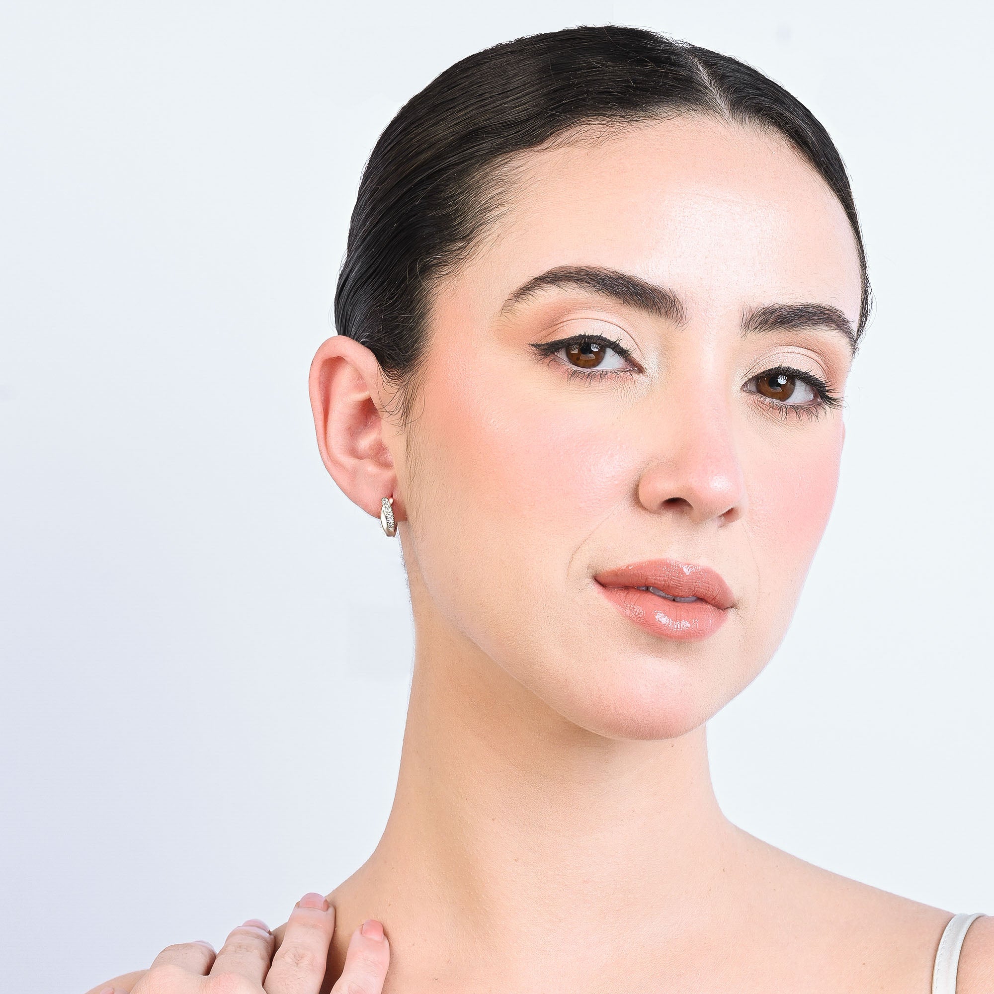 Sculpted Spark CZ Hoops