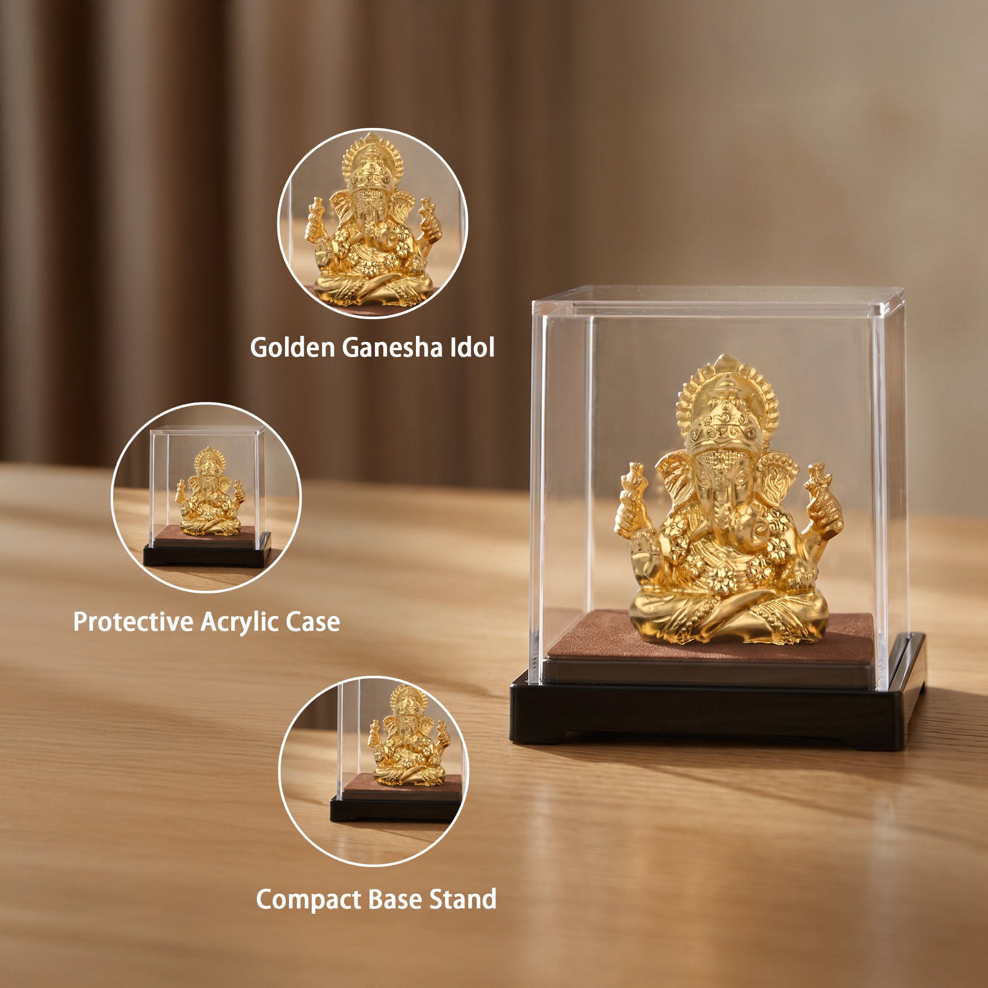 Lord Ganesha 24K Gold Foil Display Idol
