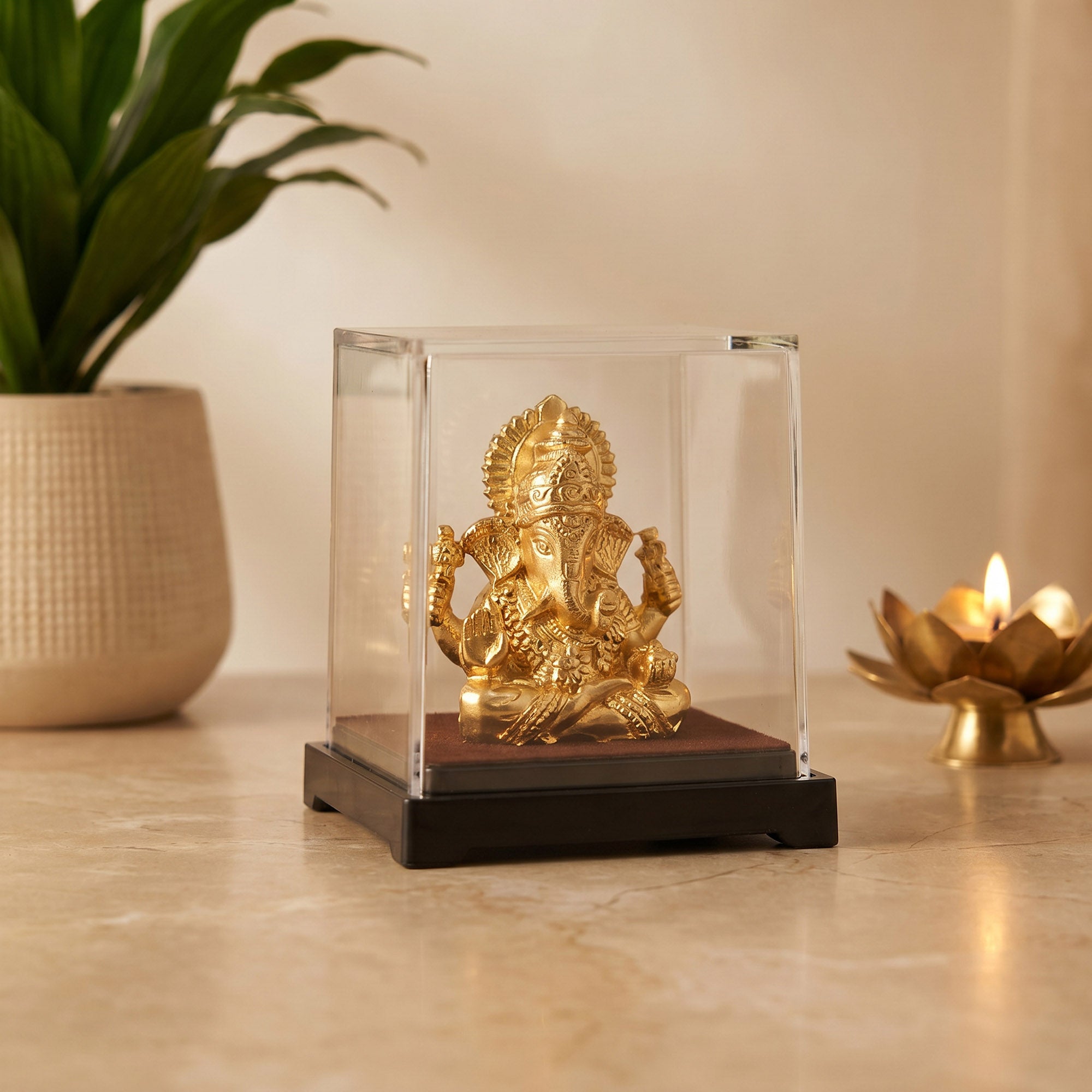Lord Ganesha 24K Gold Foil Display Idol