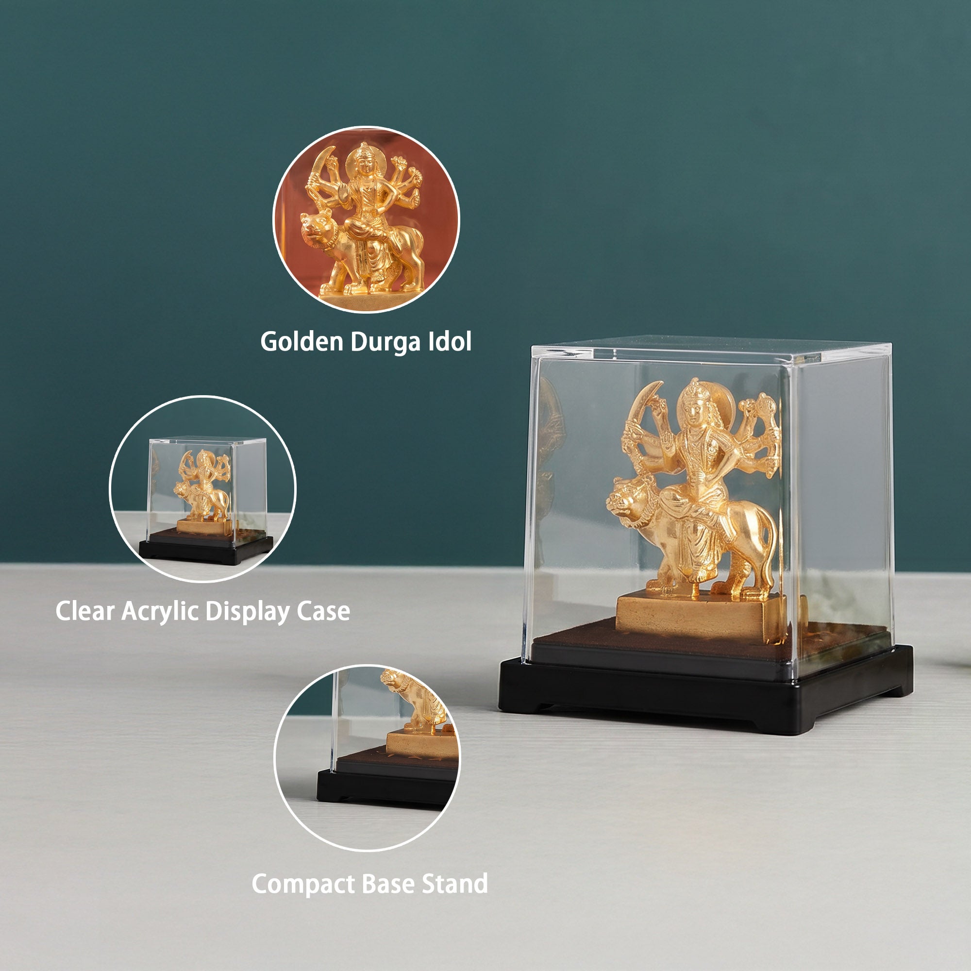 Goddess Durga 24K Gold Foil Display Idol