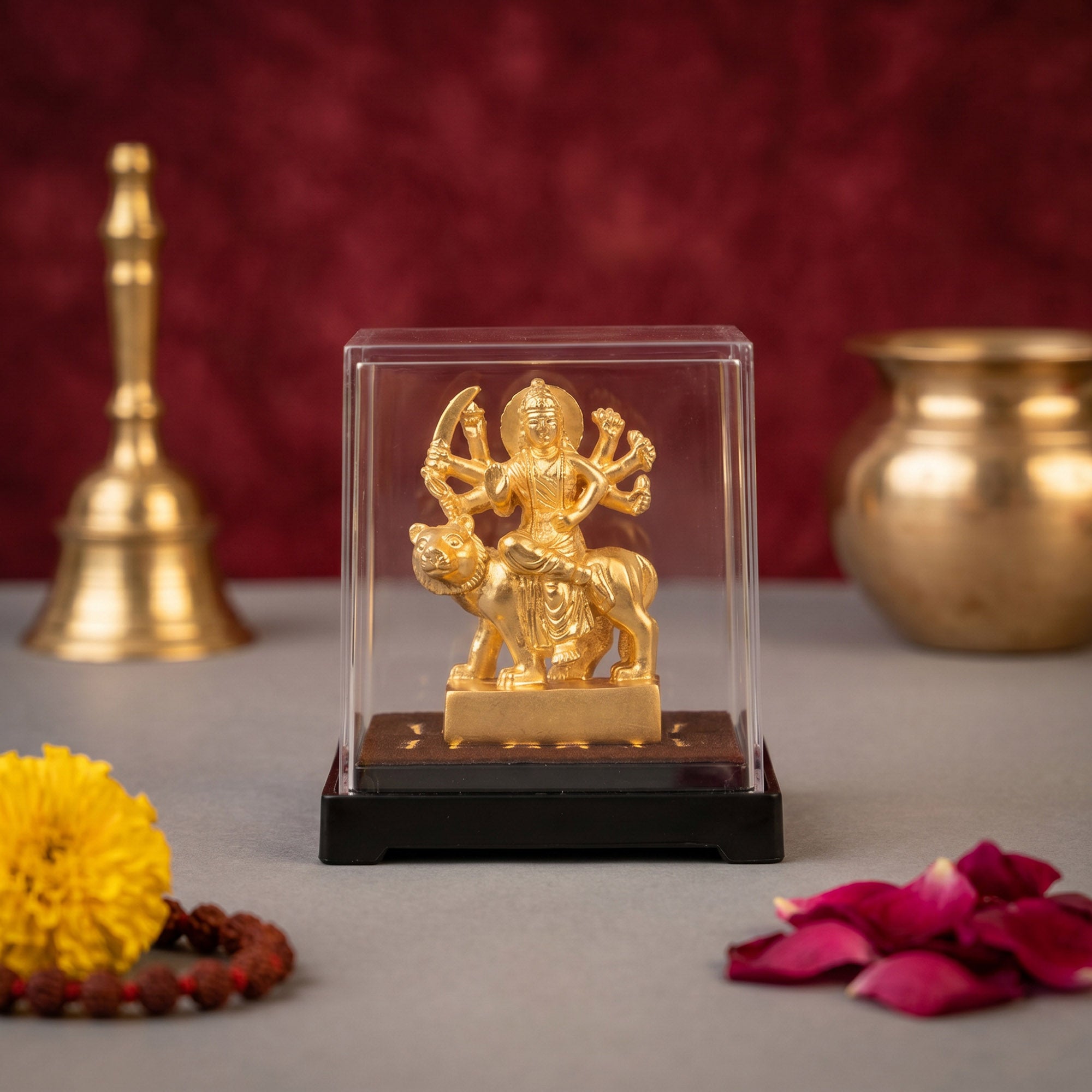 Goddess Durga 24K Gold Foil Display Idol