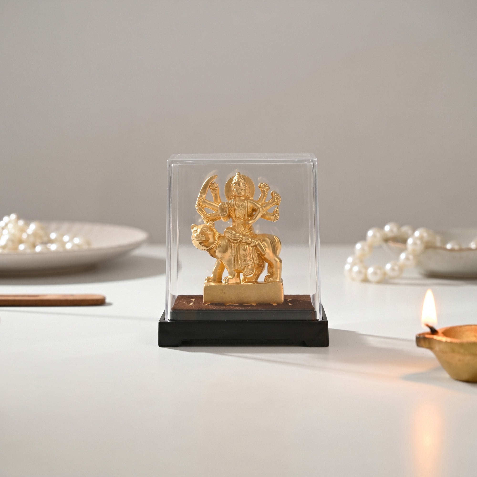 Goddess Durga 24K Gold Foil Display Idol