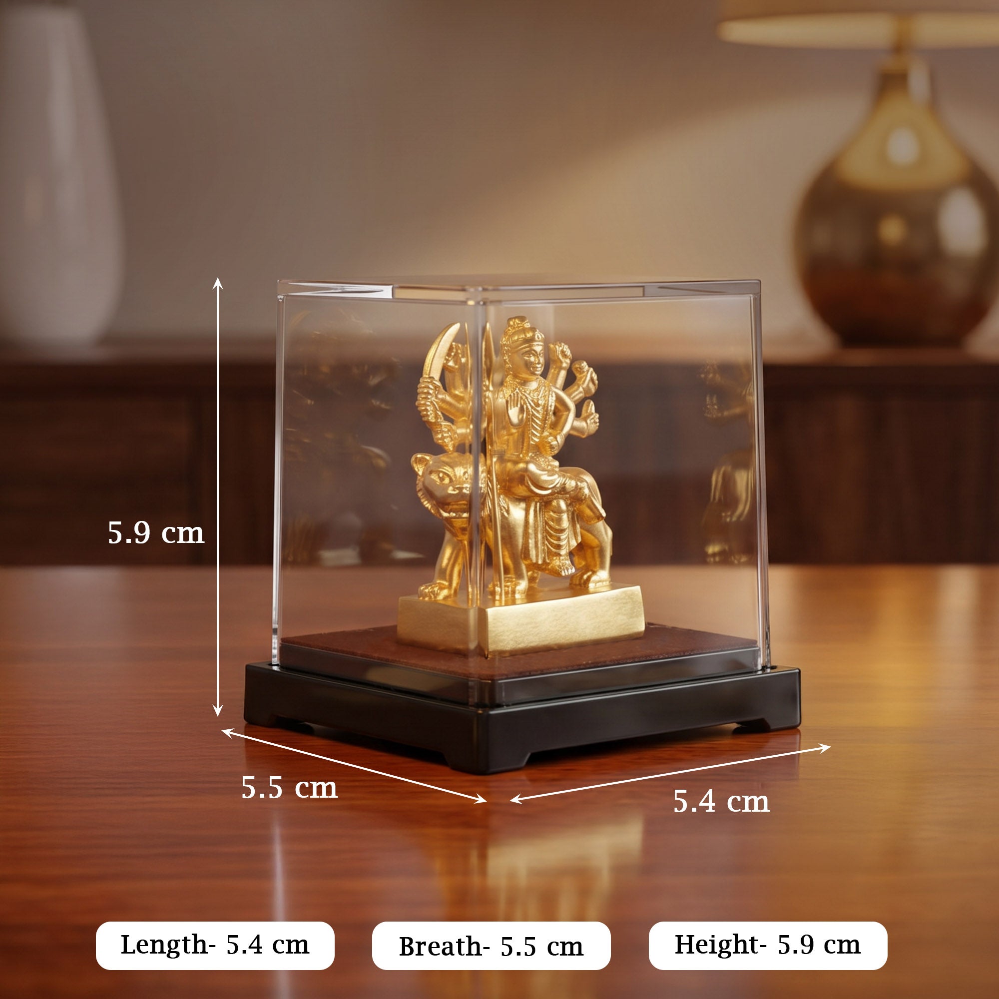 Goddess Durga 24K Gold Foil Display Idol