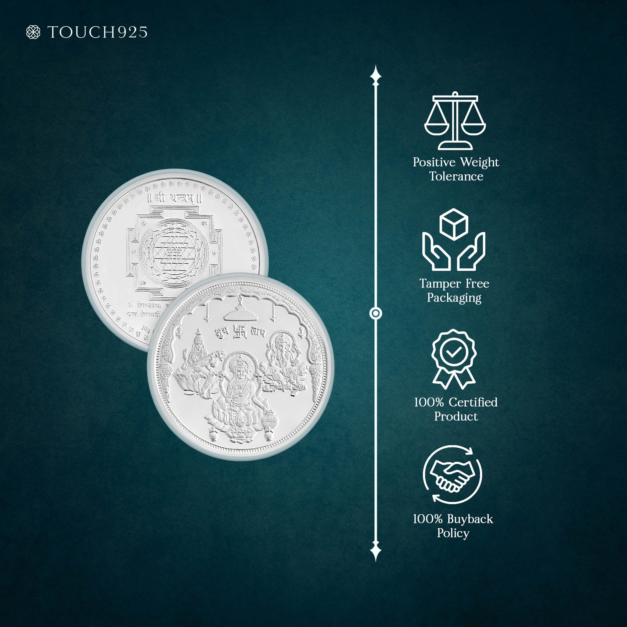 Pure 999 Silver 10g Lakshmi Ganesh Saraswati Coin