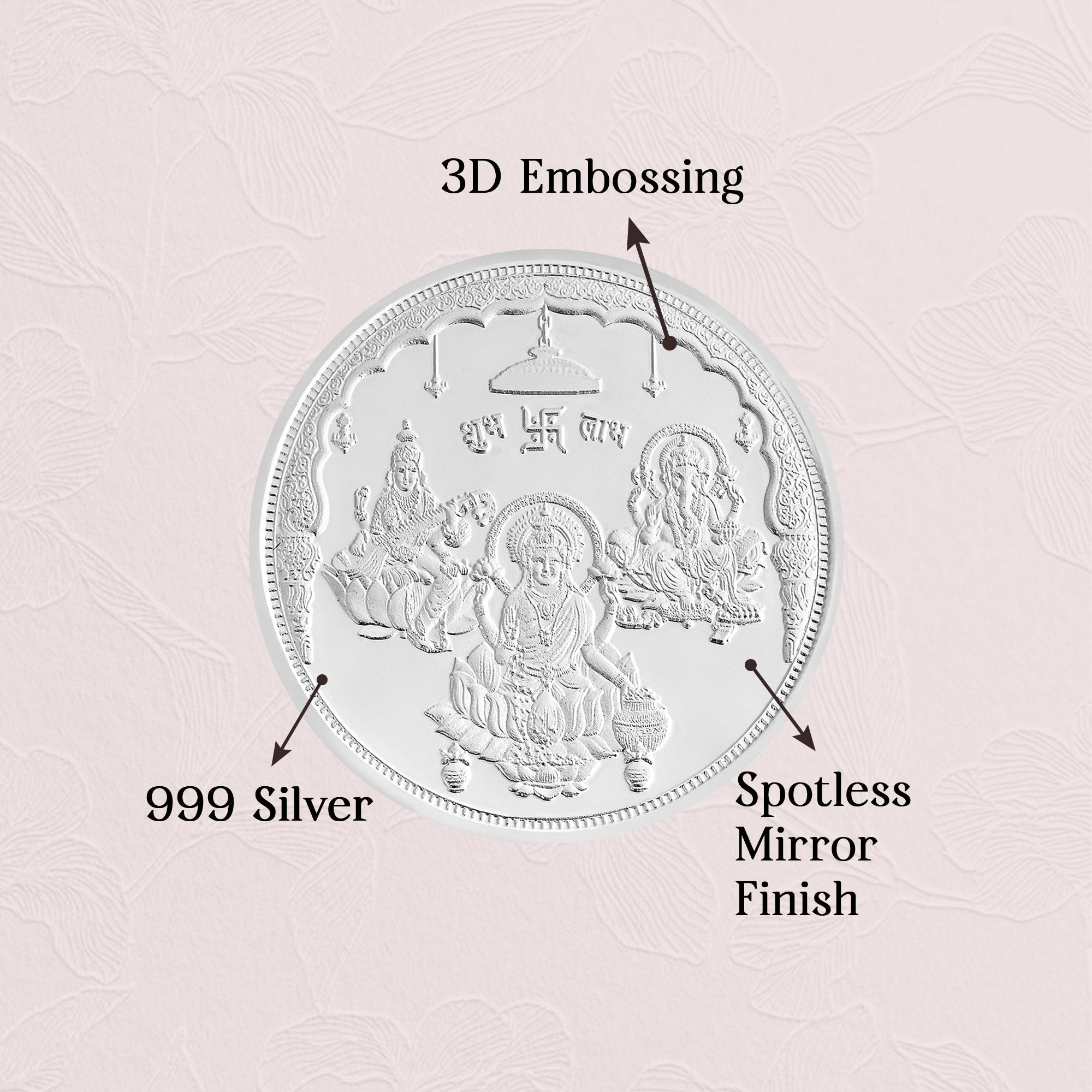 Pure 999 Silver 10g Lakshmi Ganesh Saraswati Coin