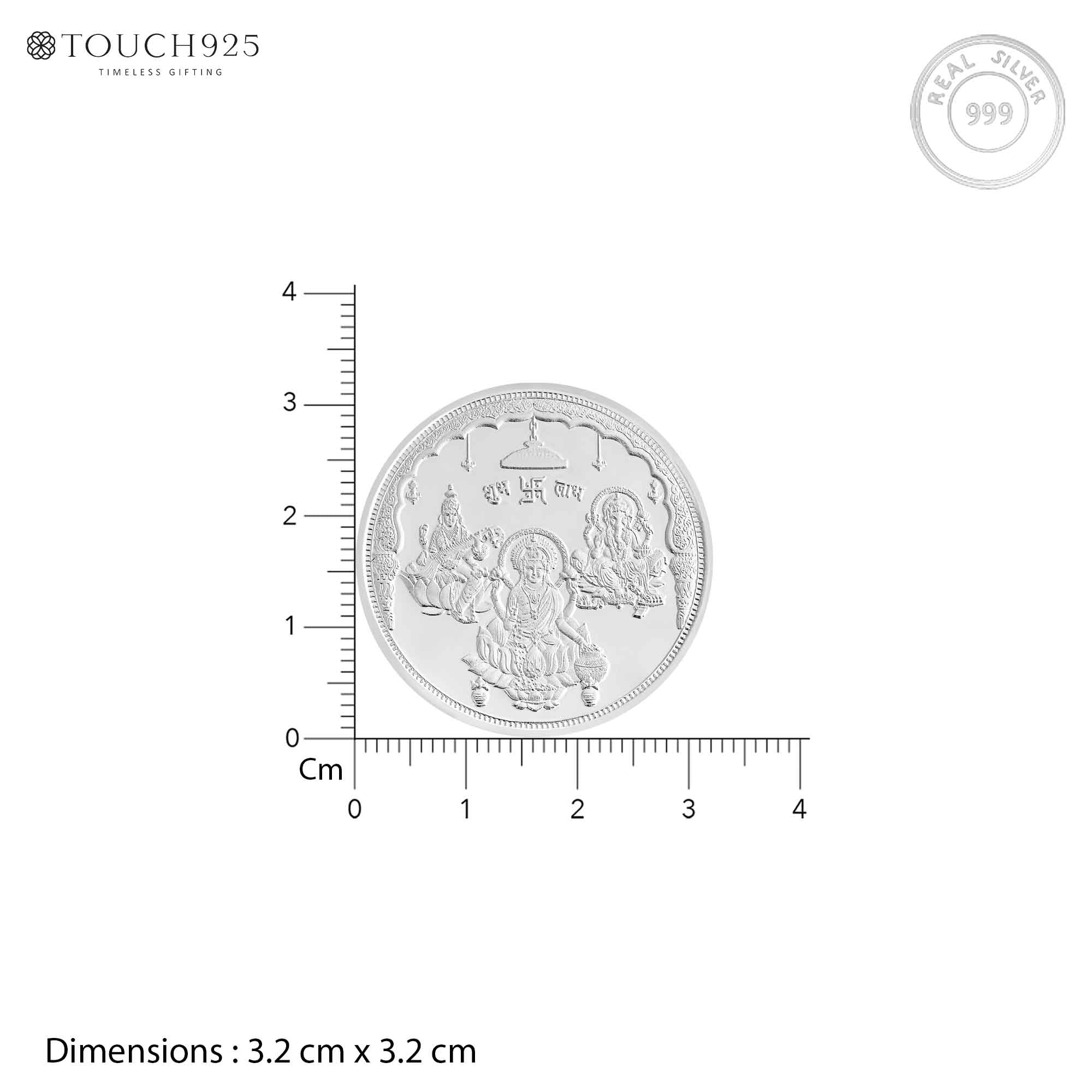 Pure 999 Silver 10g Lakshmi Ganesh Saraswati Coin
