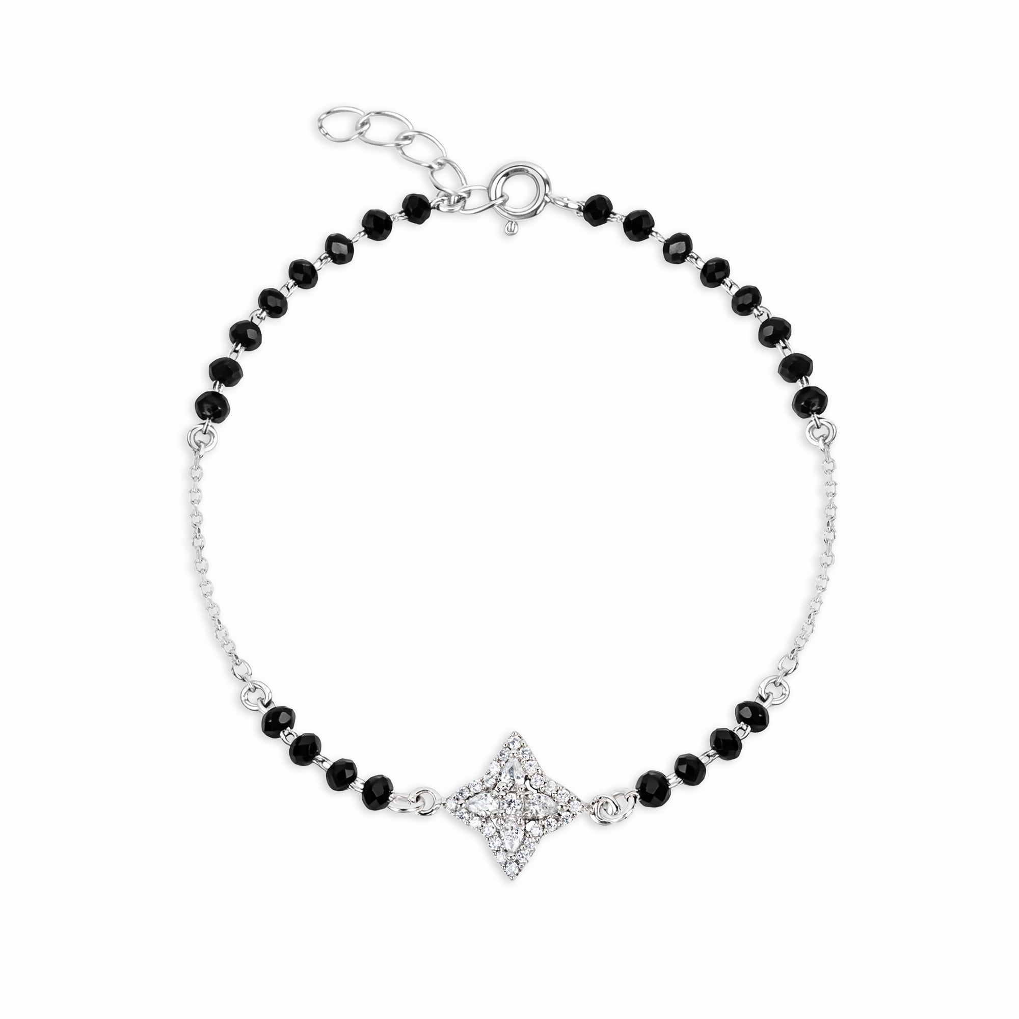 Ornate Star CZ Silver Bracelet