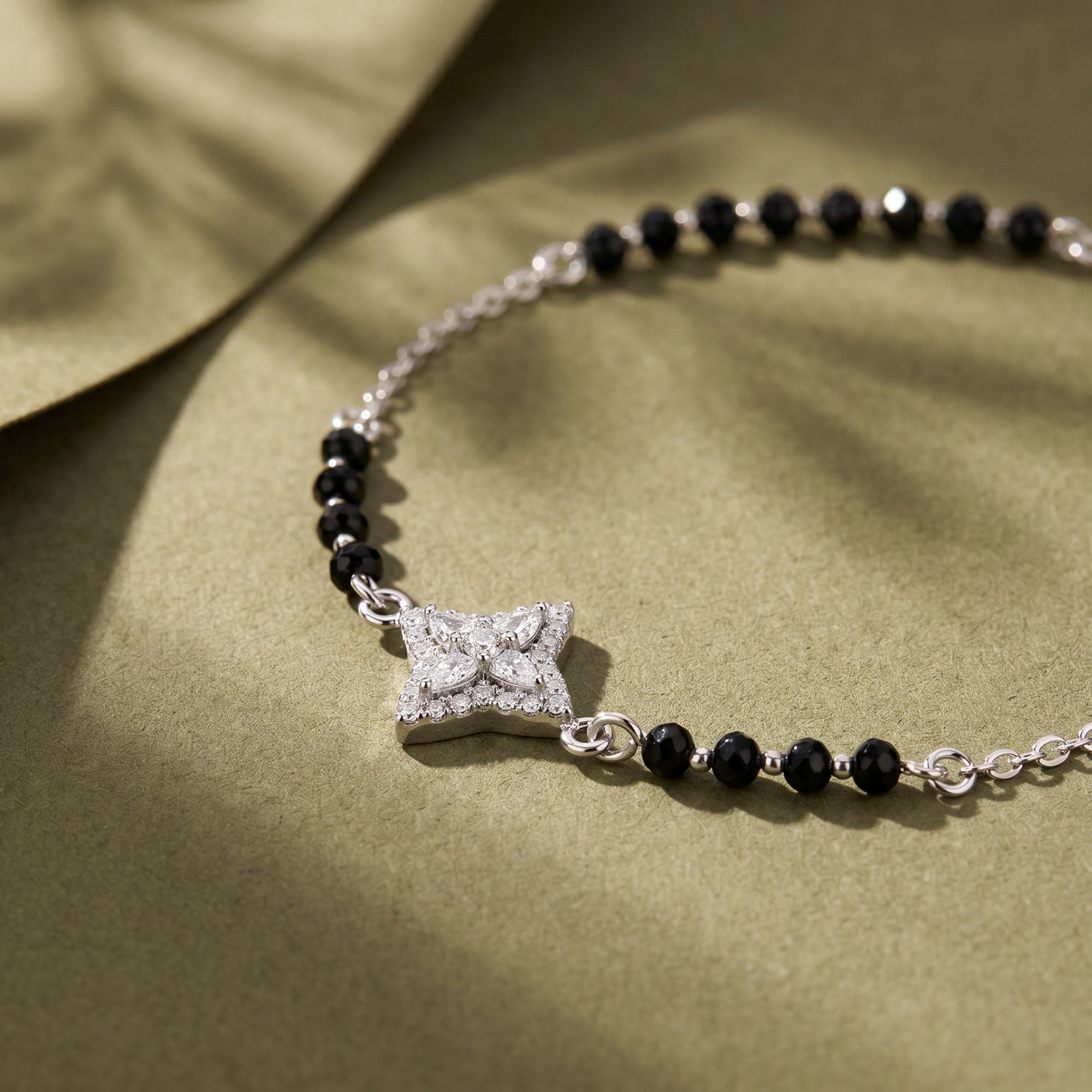 Ornate Star CZ Silver Bracelet
