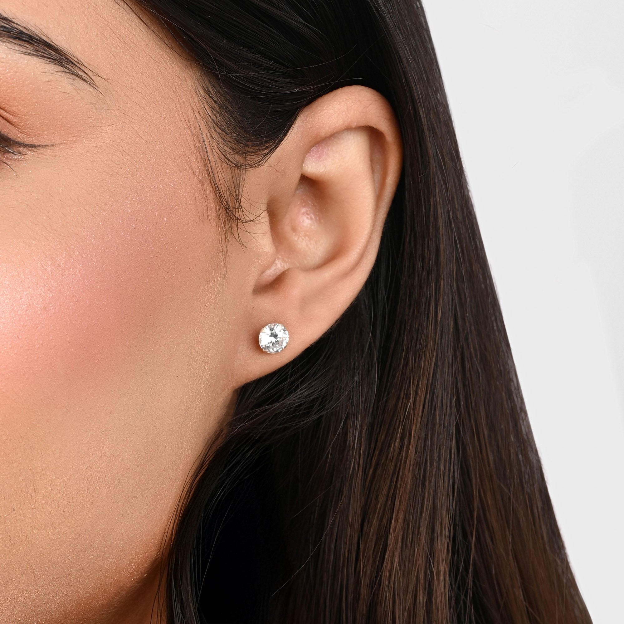 Classic Round CZ Stud Earrings