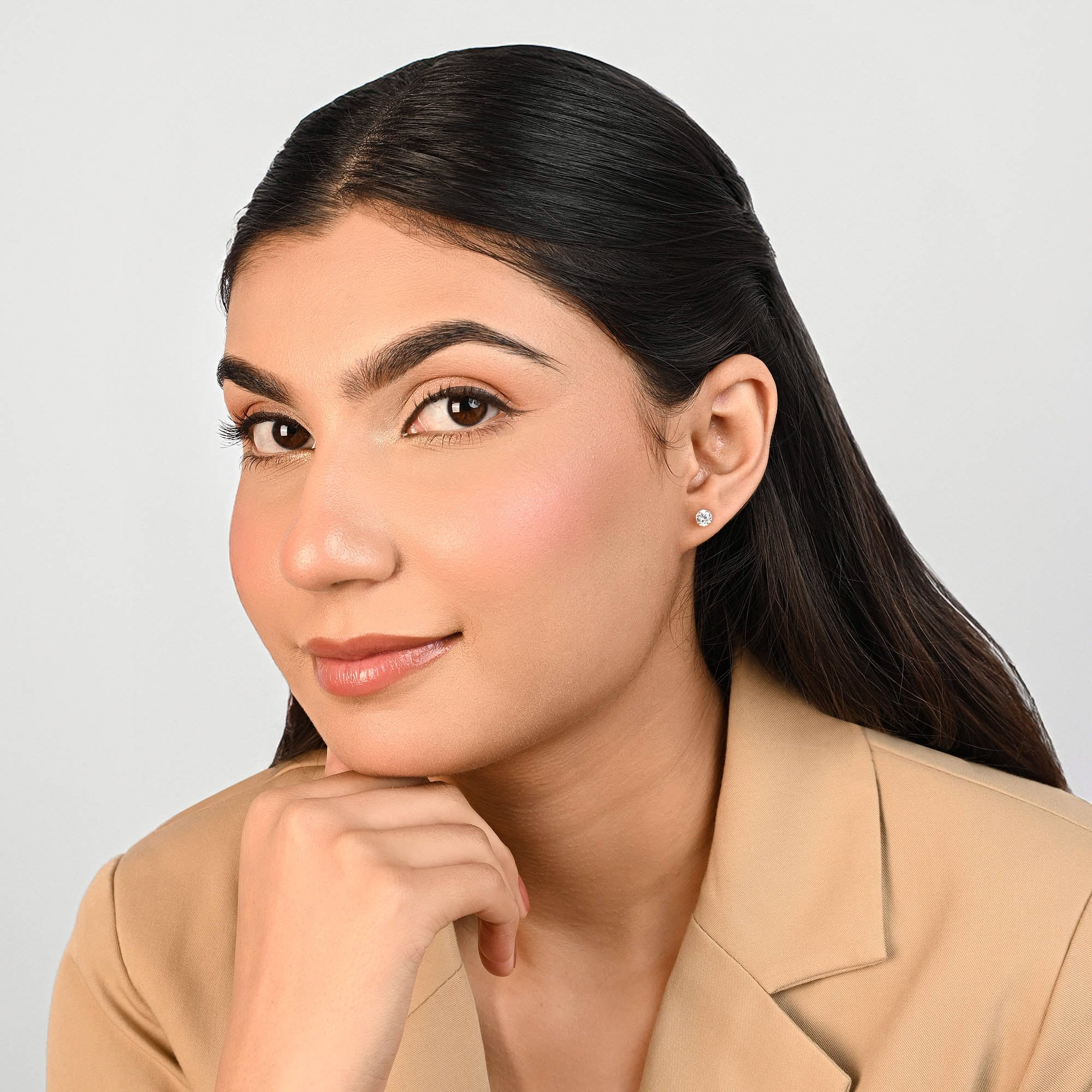 Classic Round CZ Stud Earrings