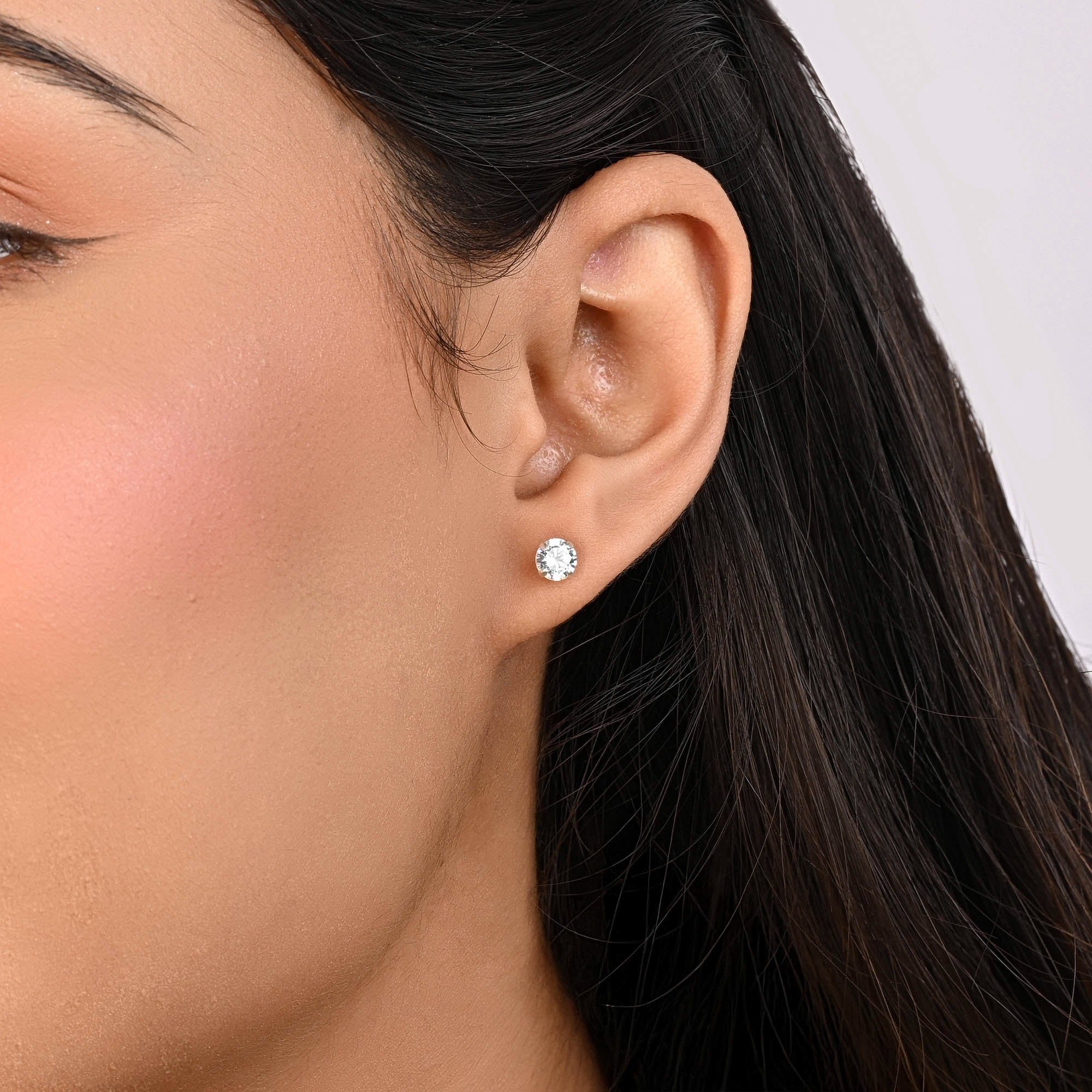 Classic Round CZ Stud Earrings