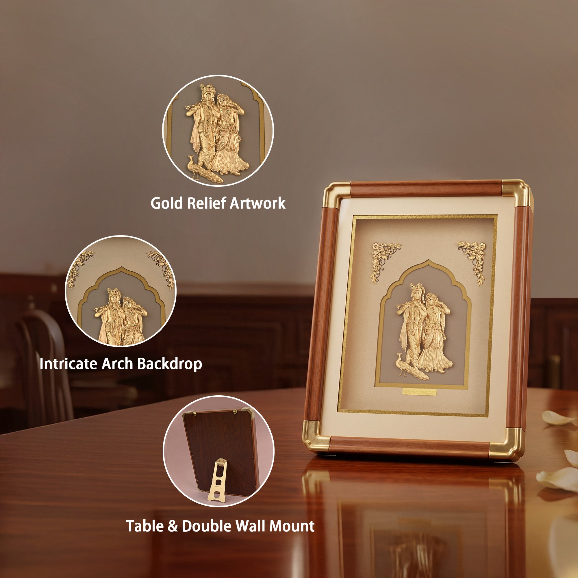 Radha Krishna 24K Gold Foil Frame