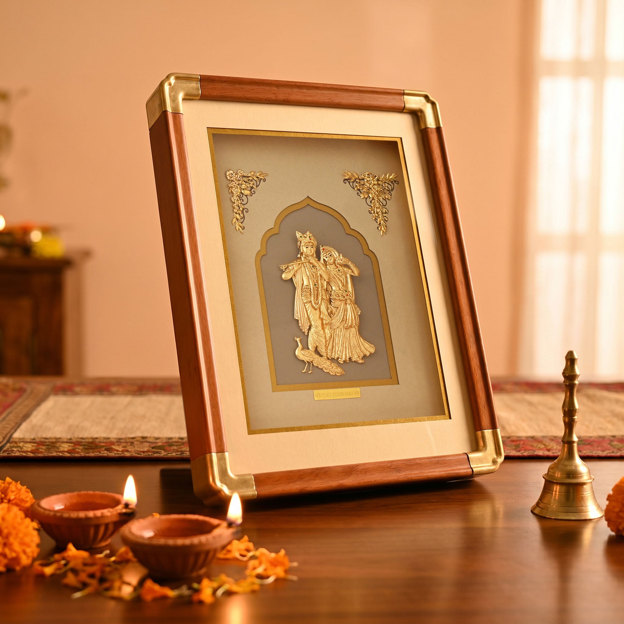 Radha Krishna 24K Gold Foil Frame