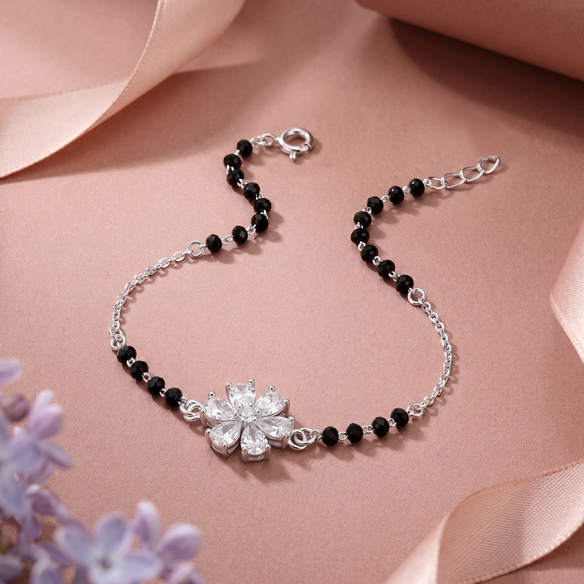 Blossom Flower CZ Silver Bracelet