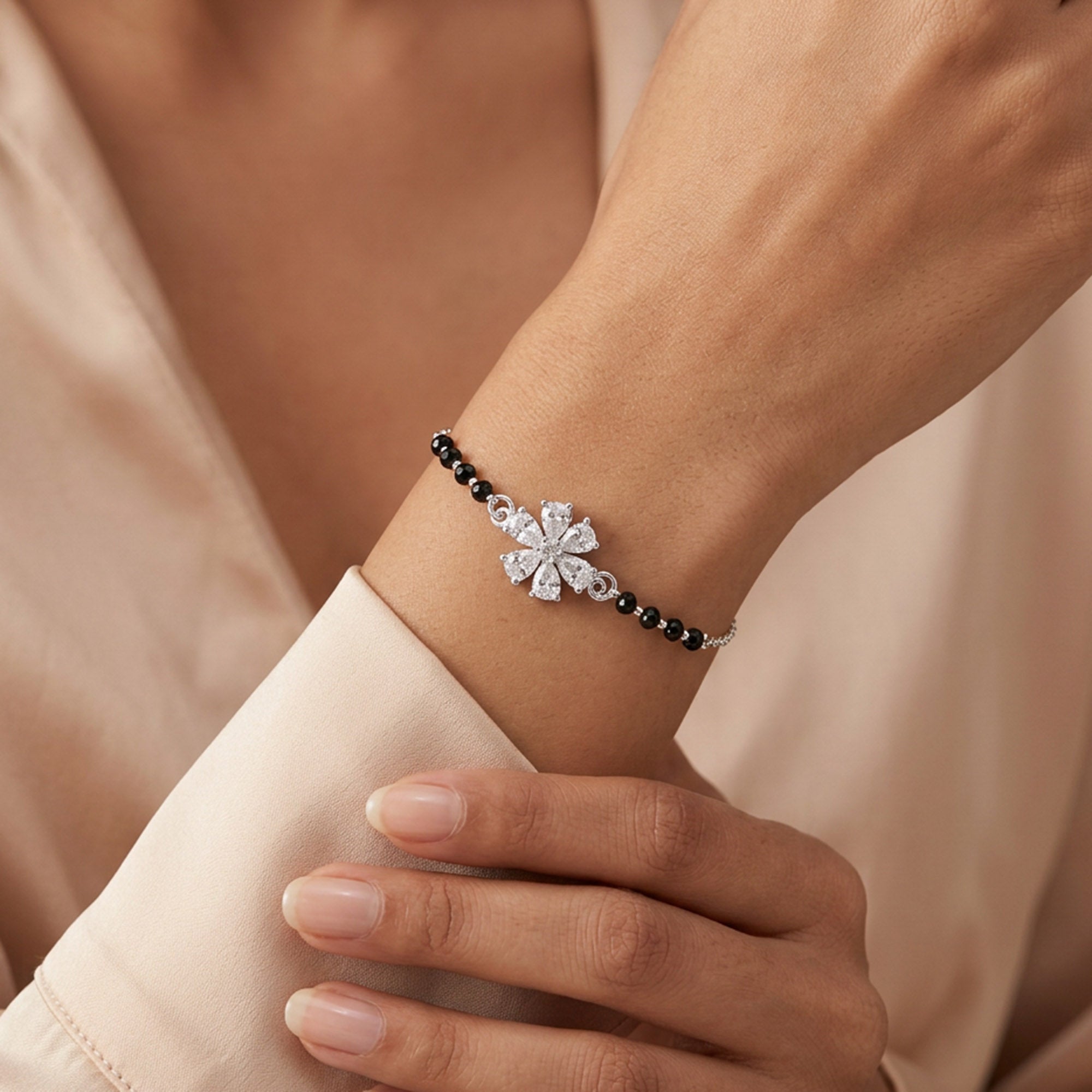 Blossom Flower CZ Silver Bracelet