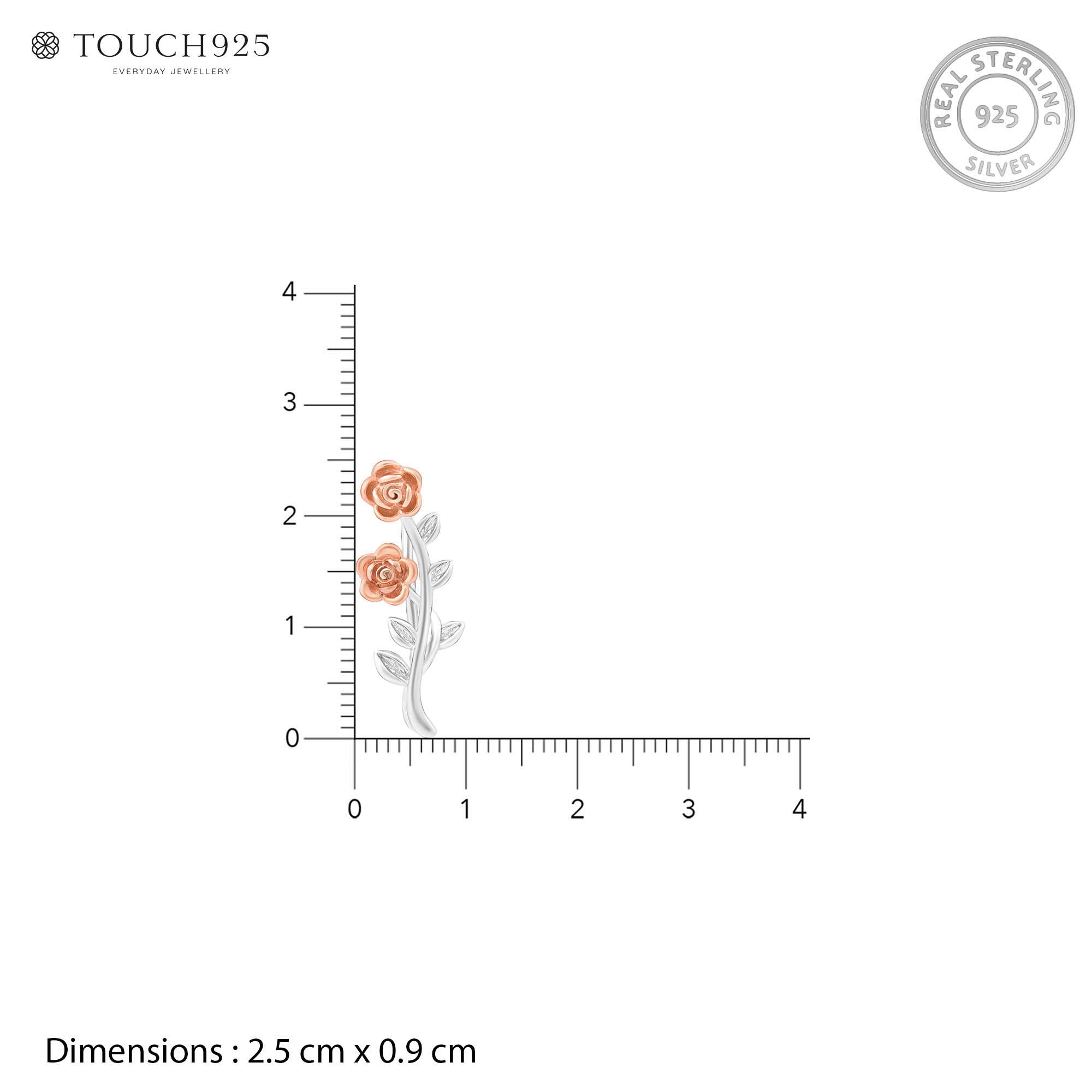 Blooming Rose Vine Silver Stud Earrings