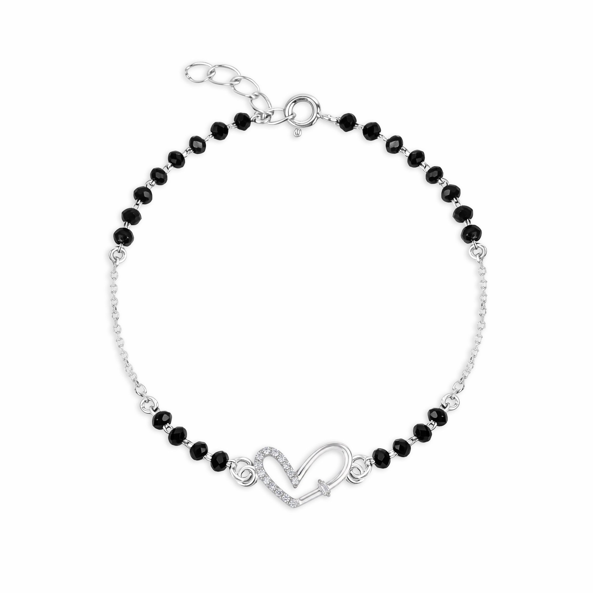 Intertwined CZ Heart Silver Bracelet