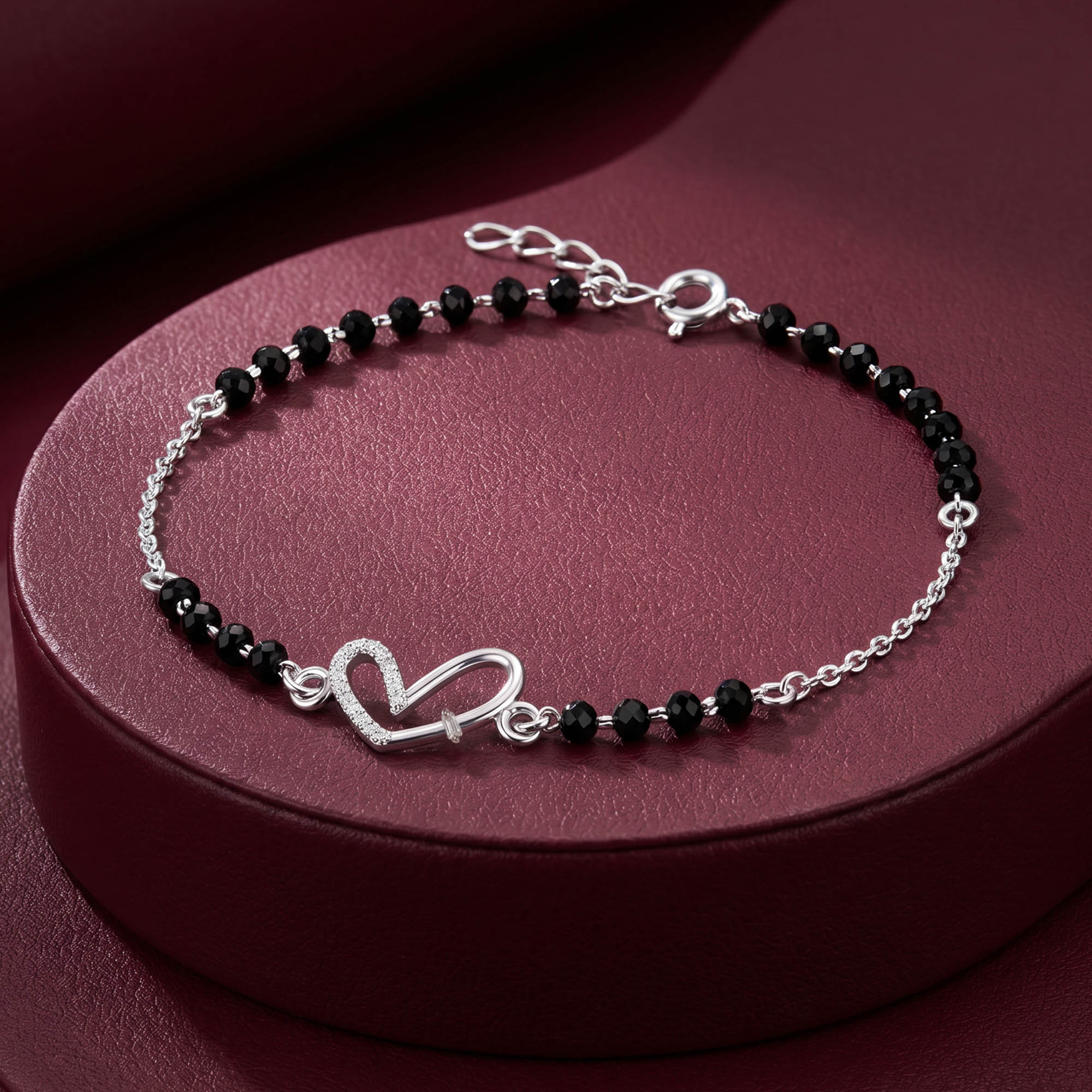 Intertwined CZ Heart Silver Bracelet