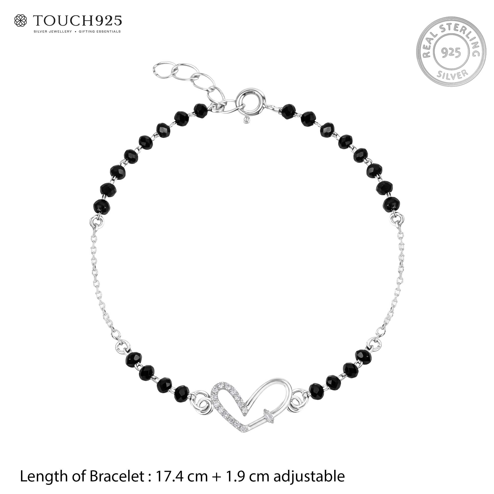 Intertwined CZ Heart Silver Bracelet
