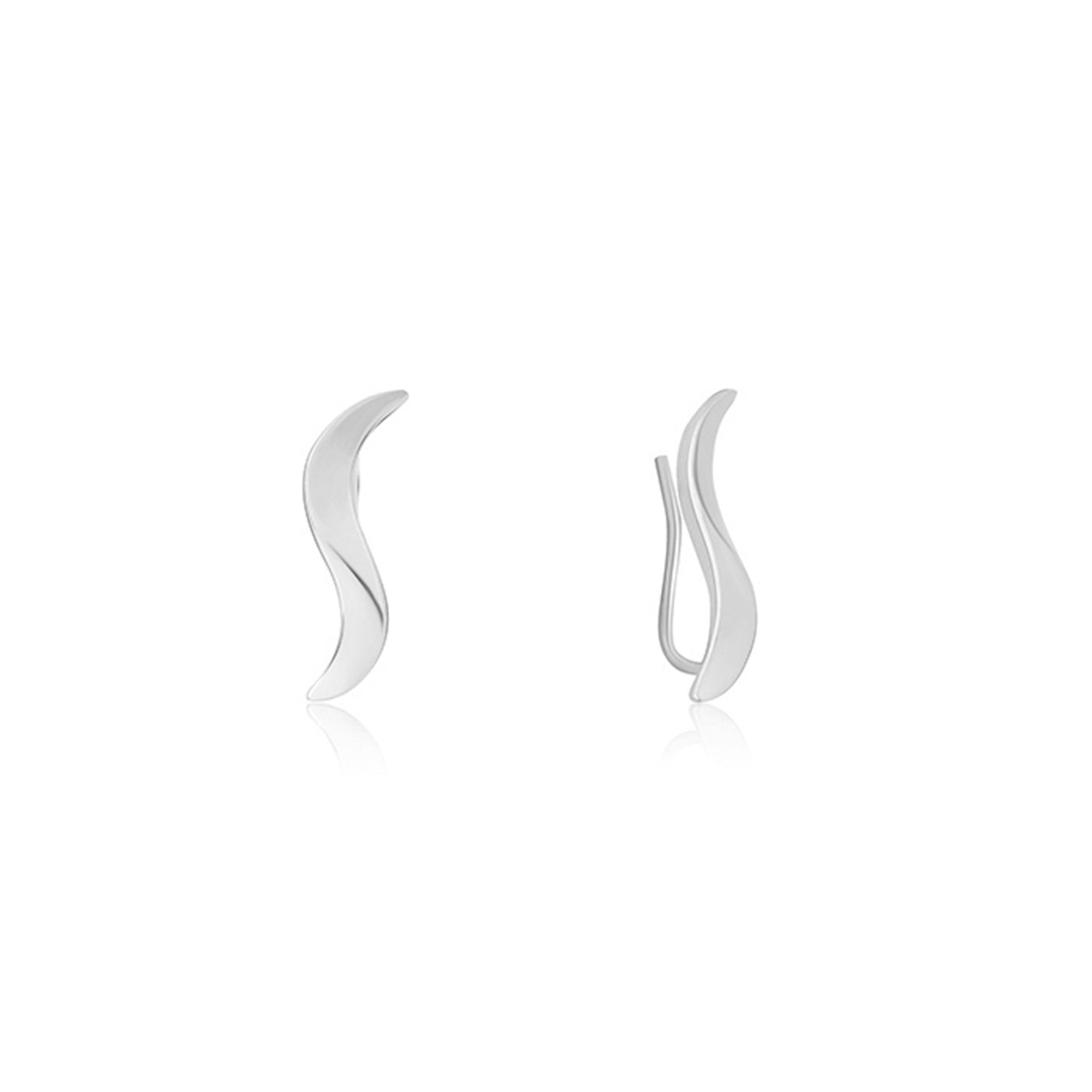 Crescent Wave Silver Earrings