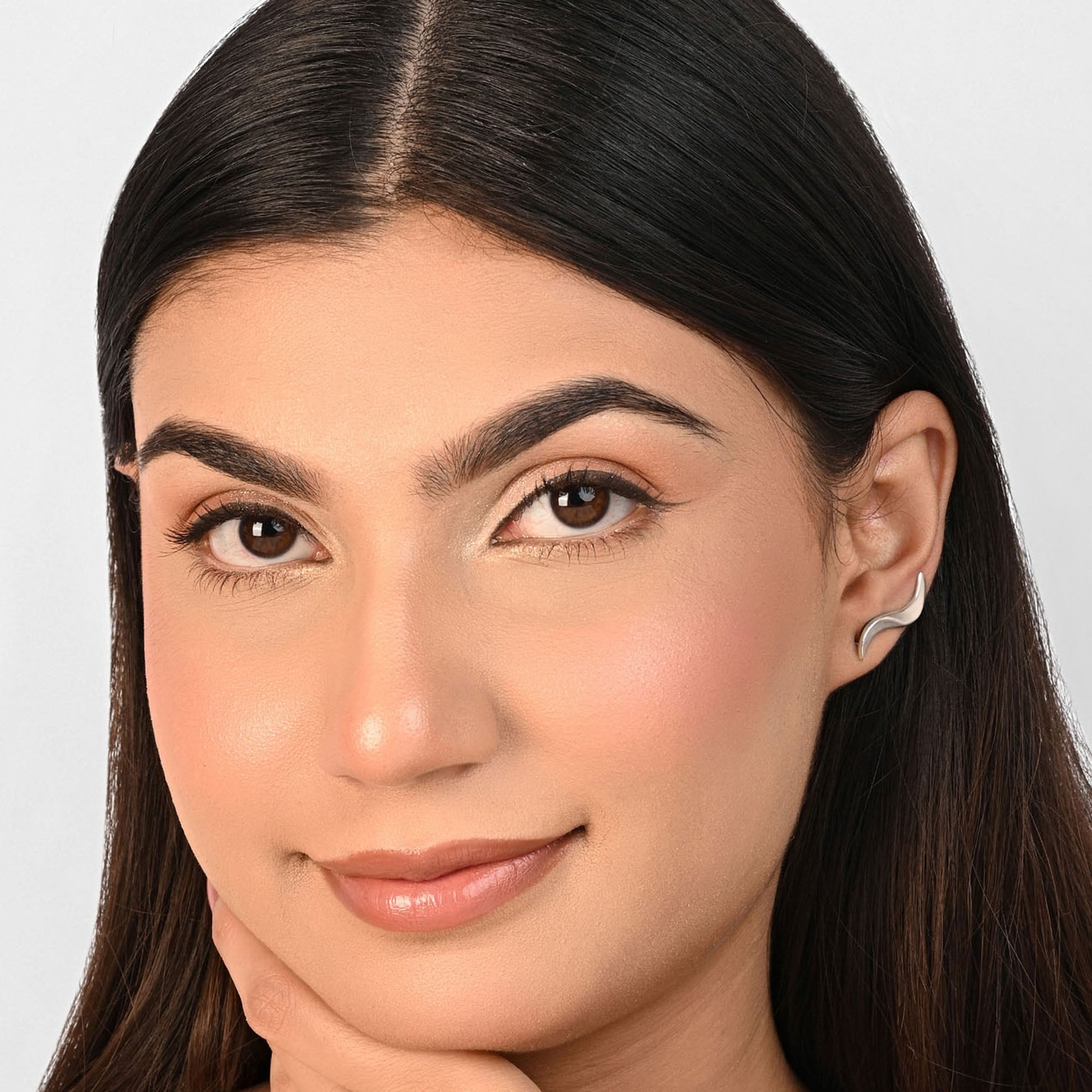 Crescent Wave Silver Earrings