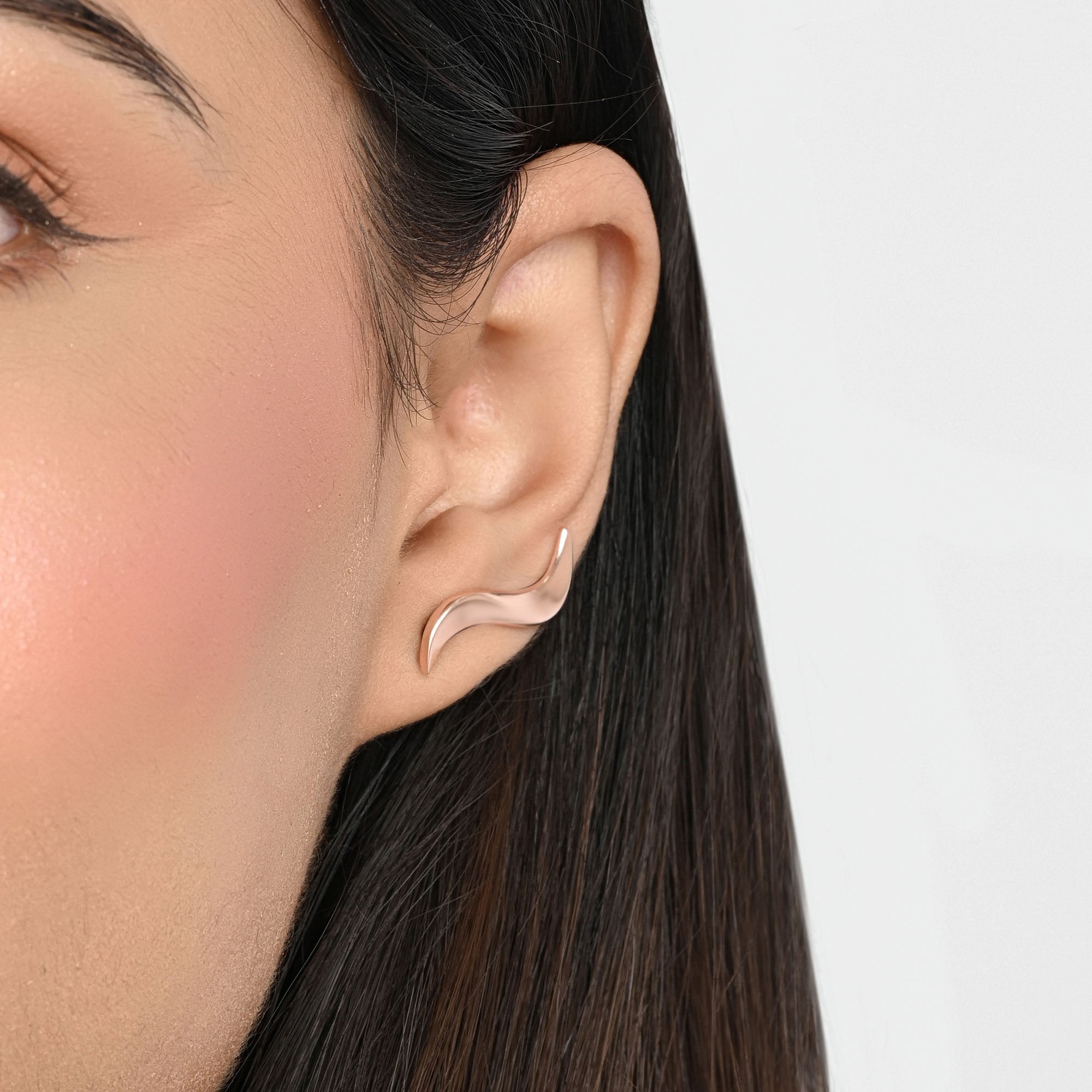 Crescent Wave Silver Earrings