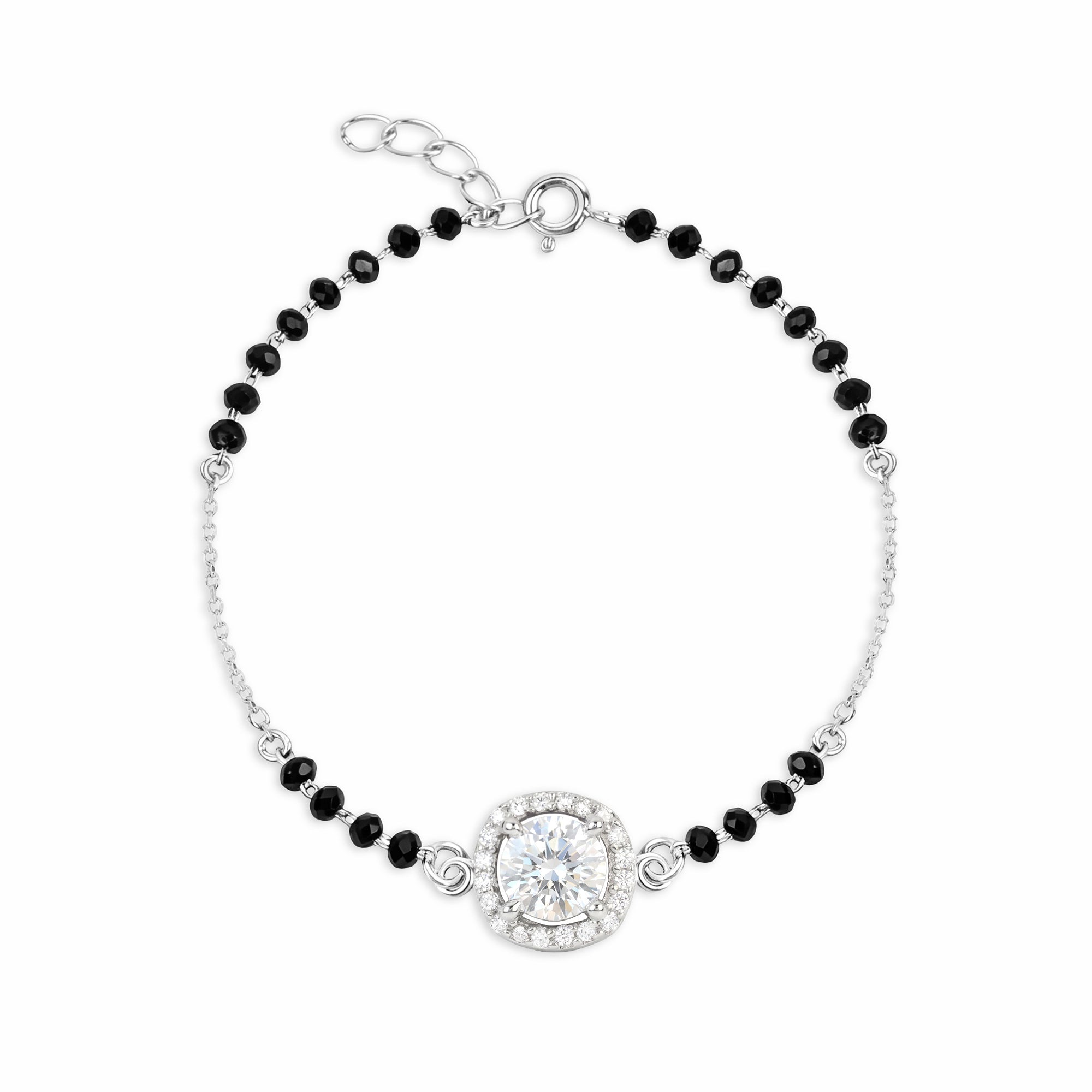 Solitaire Halo CZ Silver Bracelet